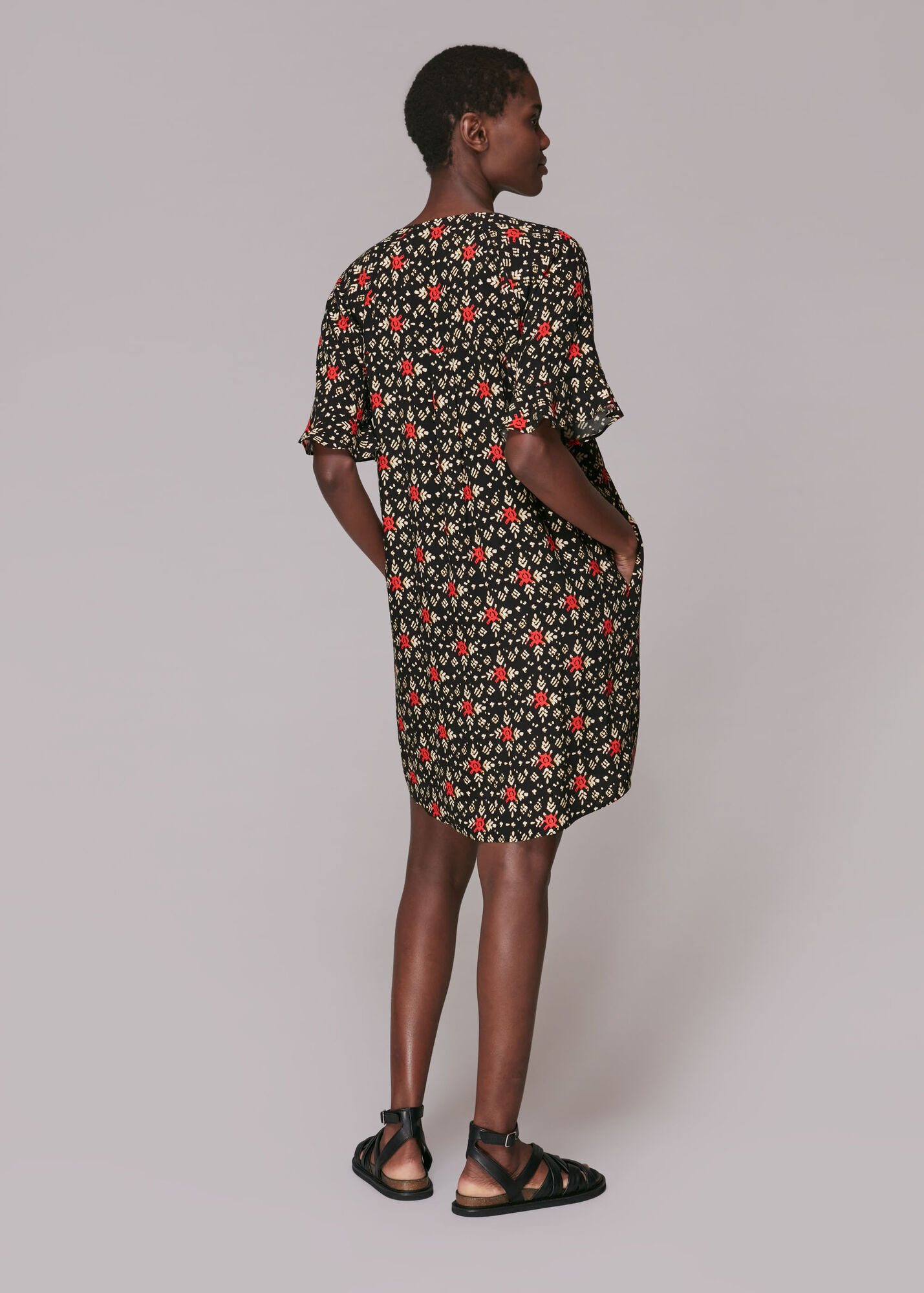 Black/Multi Block Print Alba Dress WHISTLES