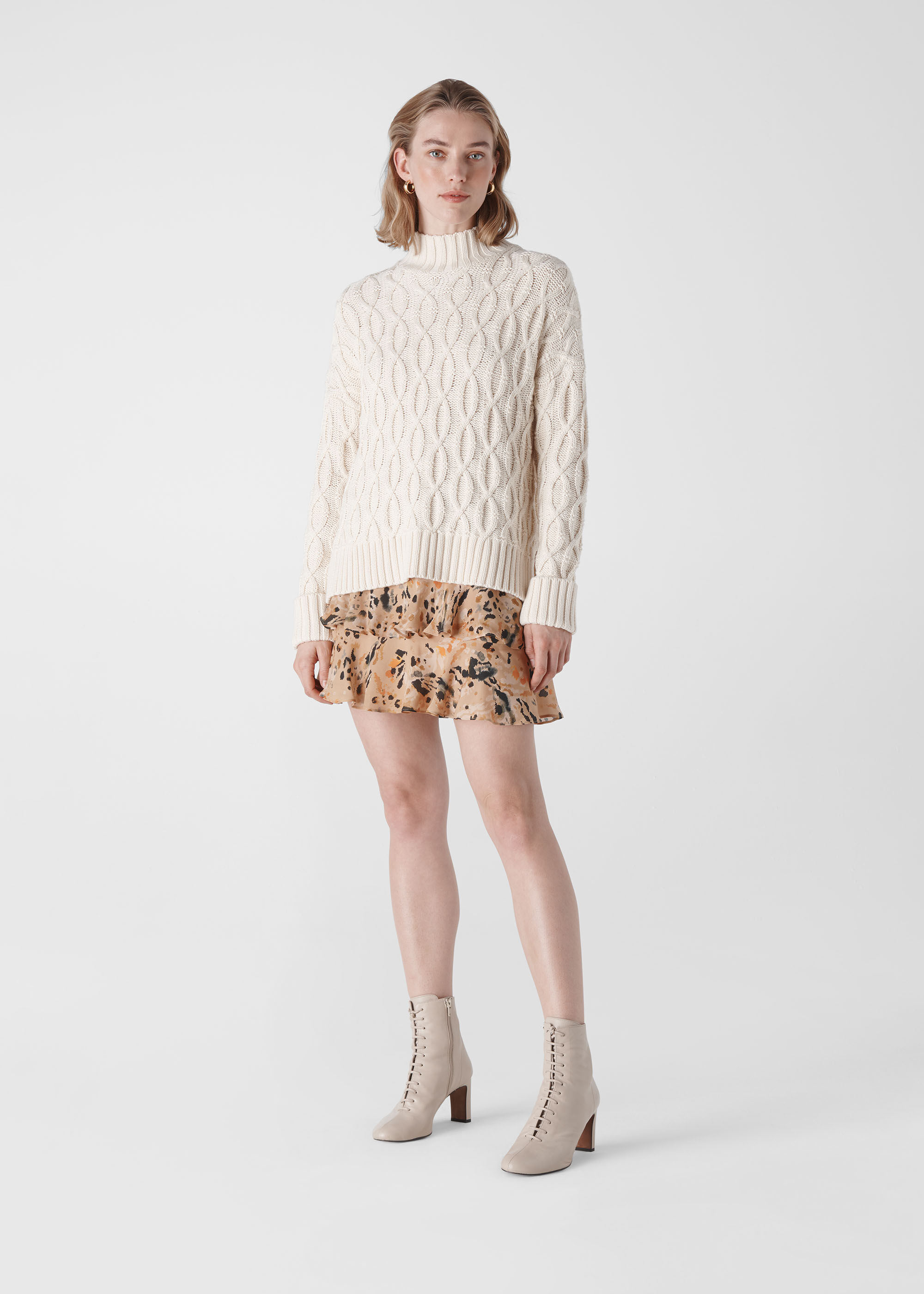 Whistles mini online leopard tiered skirt