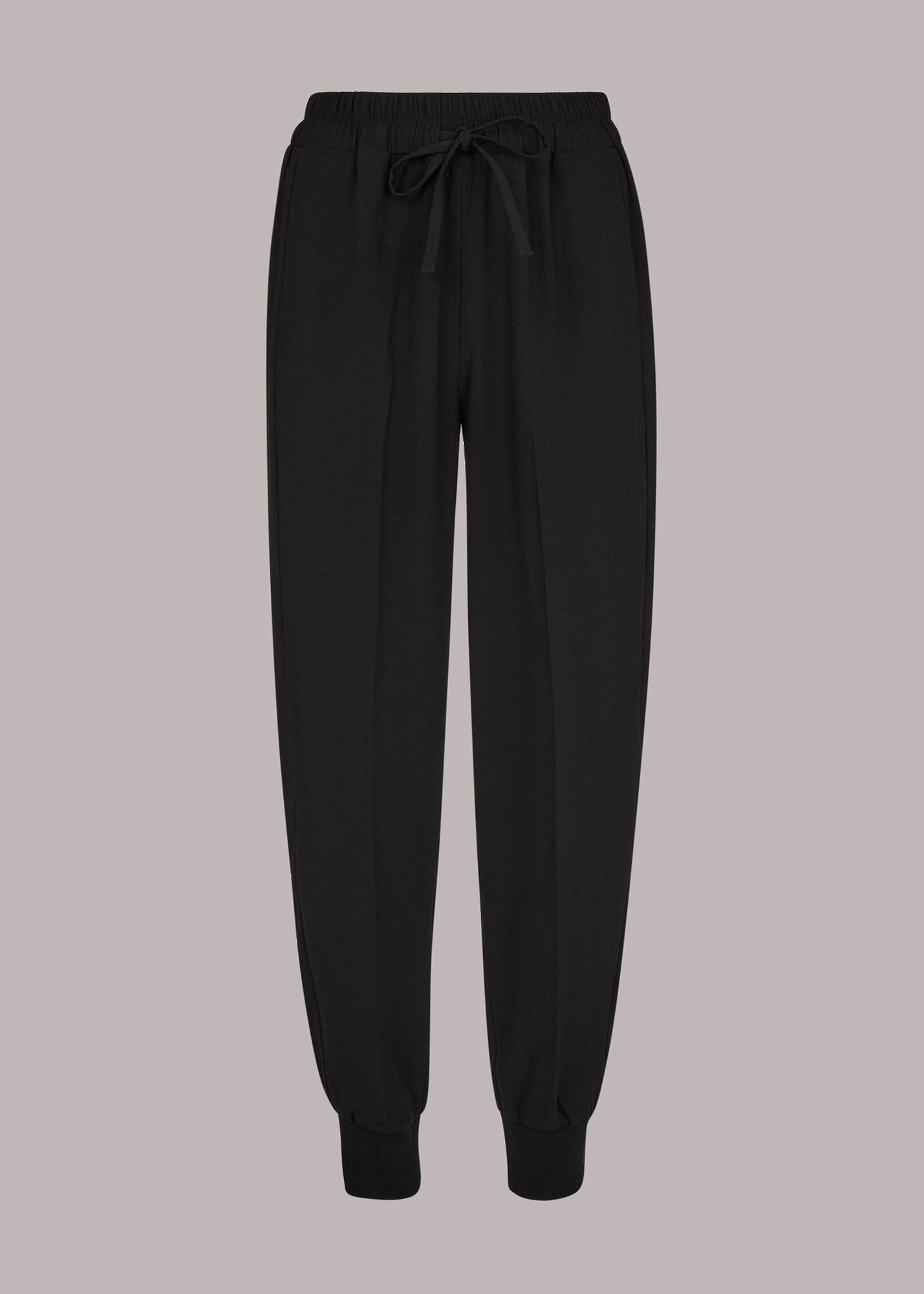 Black Rib Cuffed Crepe Jogger WHISTLES