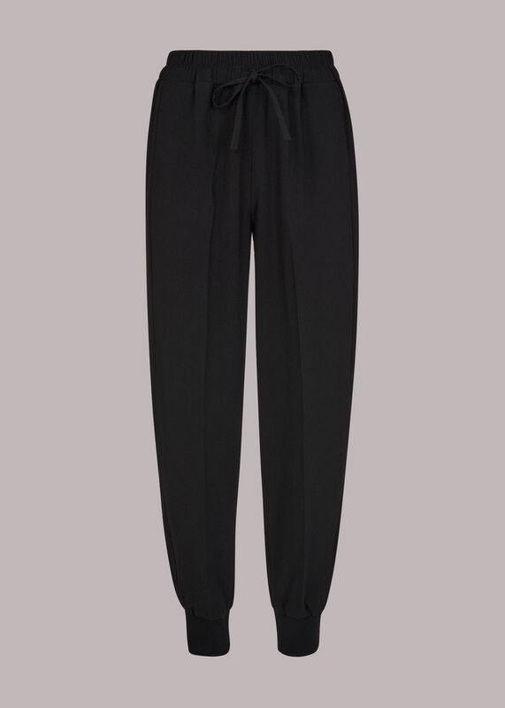 Rib Cuffed Crepe Jogger