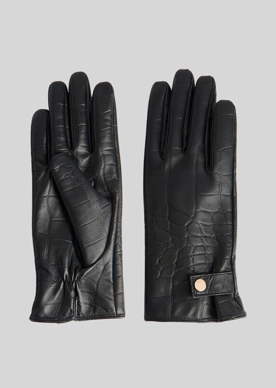 Black Croc Leather Glove