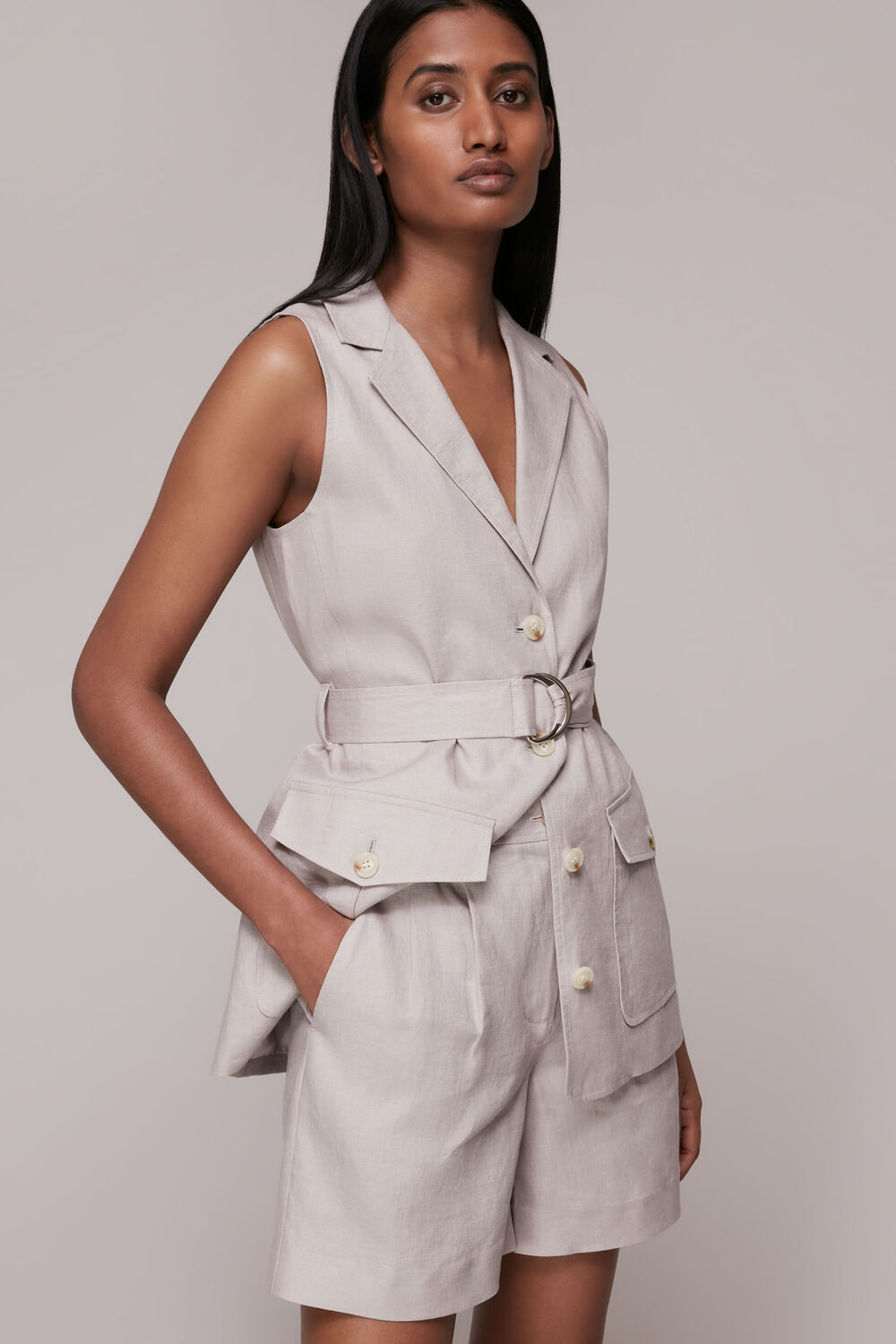 Grey Farah Linen Short