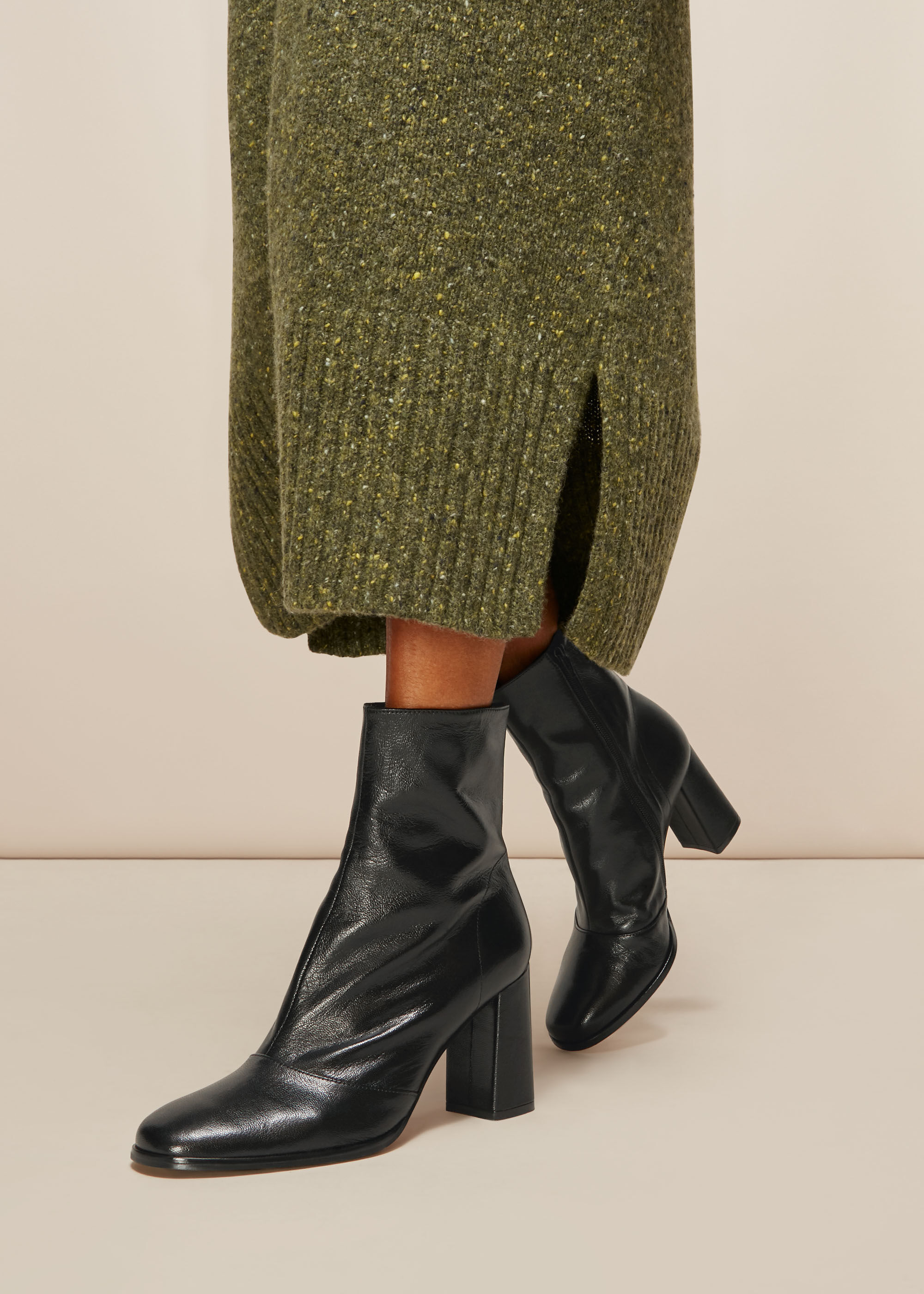Leather heeled ankle boots hot sale