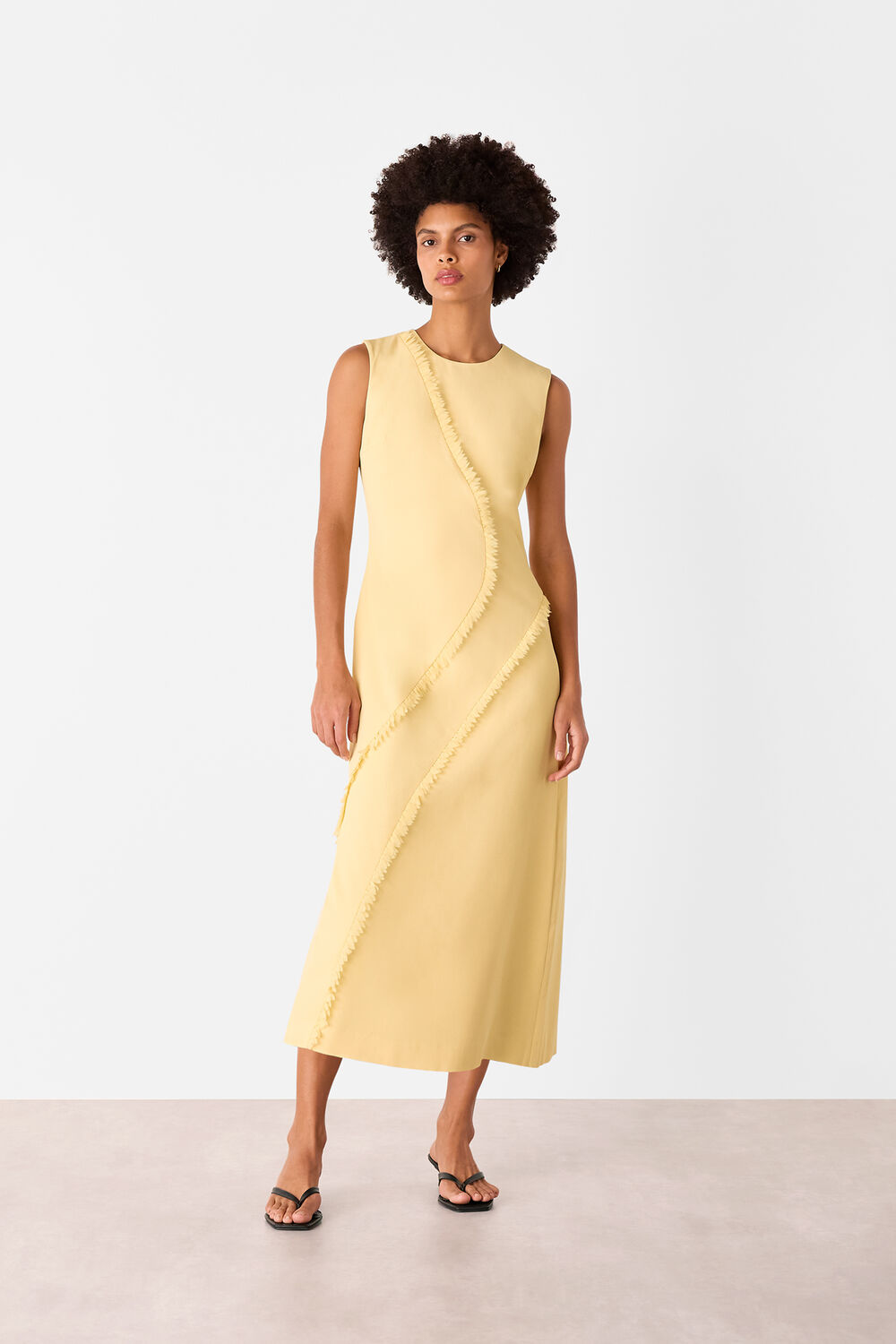 Yellow Deana Textured Detail Dress