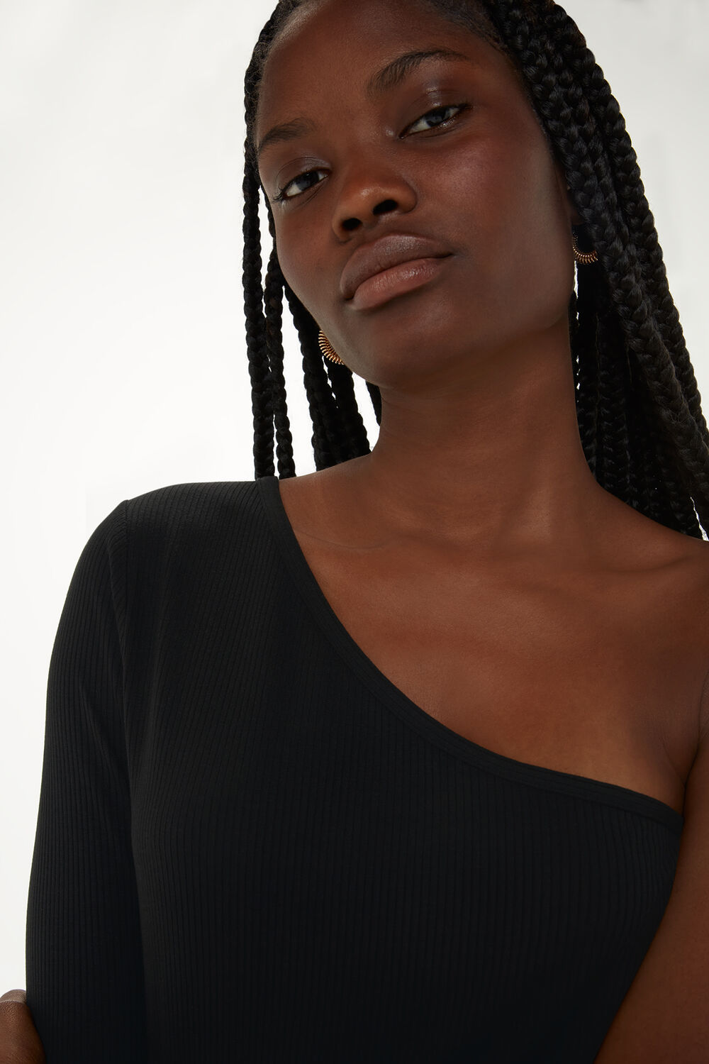 One Sleeve Ribbed Top