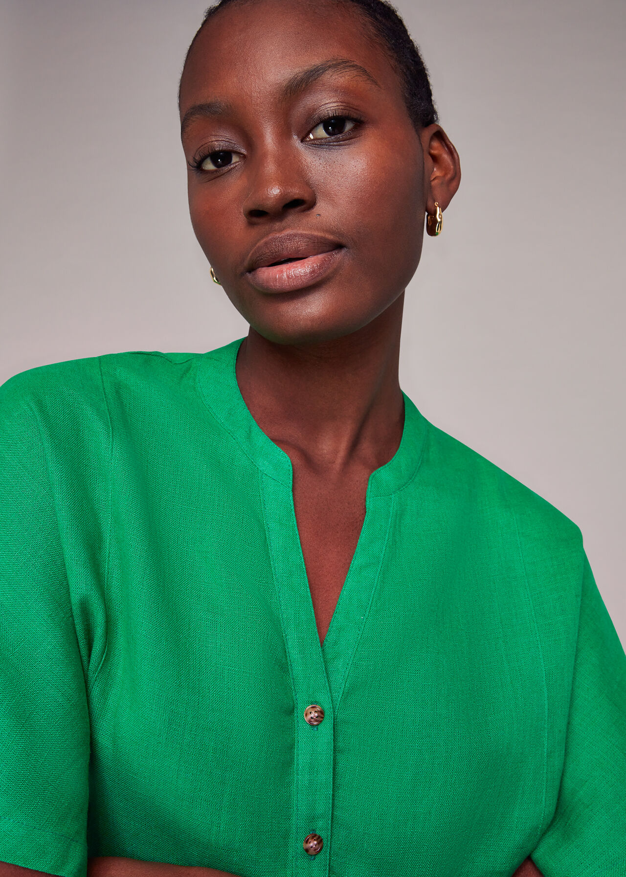 Hannah Linen Peplum Blouse