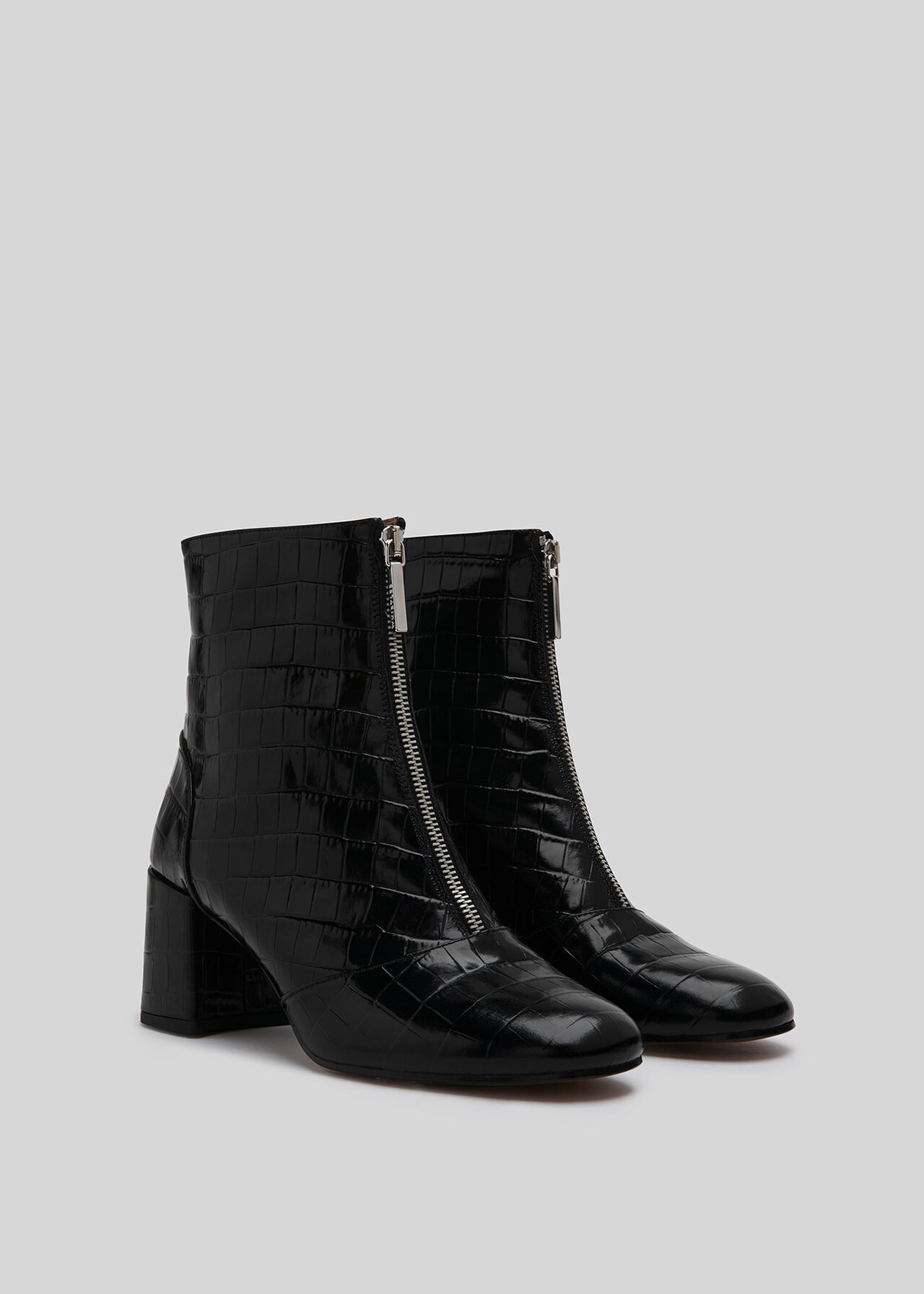 Black Rowan Croc Zip Front Boot WHISTLES Whistles US