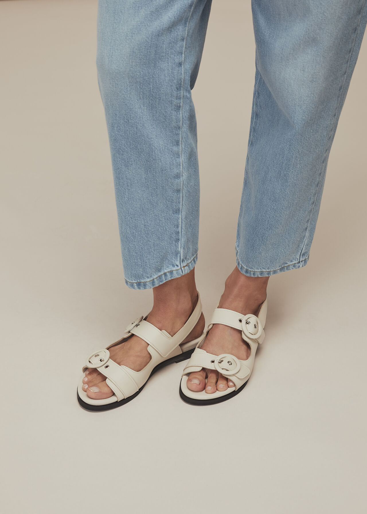 Marcie Double Buckle Sandal Stone