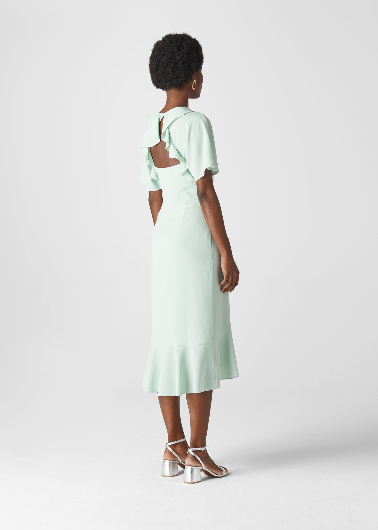 Abigail Frill Wrap Dress Pale Green