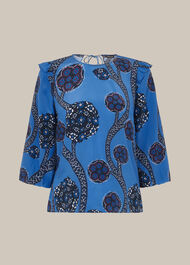 Trailing Seedpod Silk Top Blue/Multi