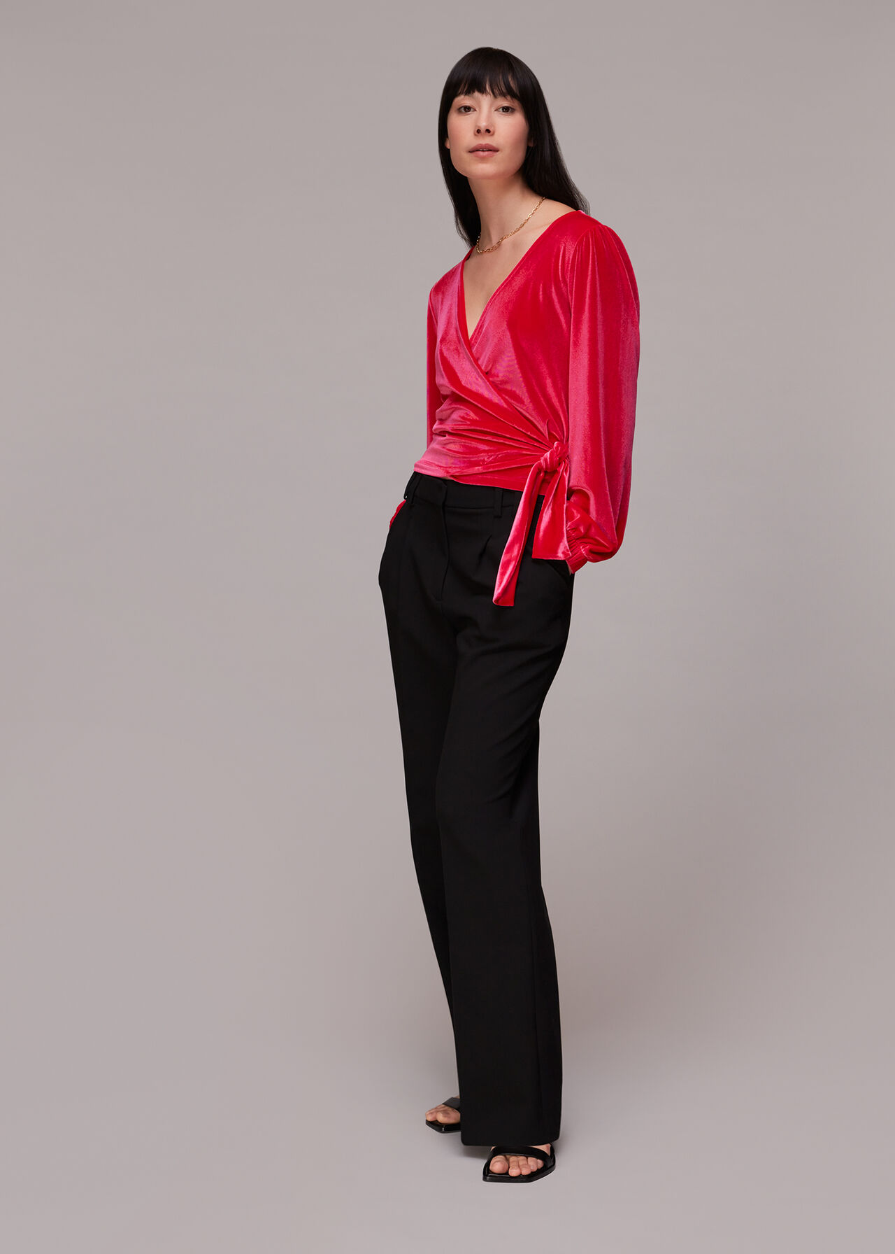 Velvet V Neck Wrap Top