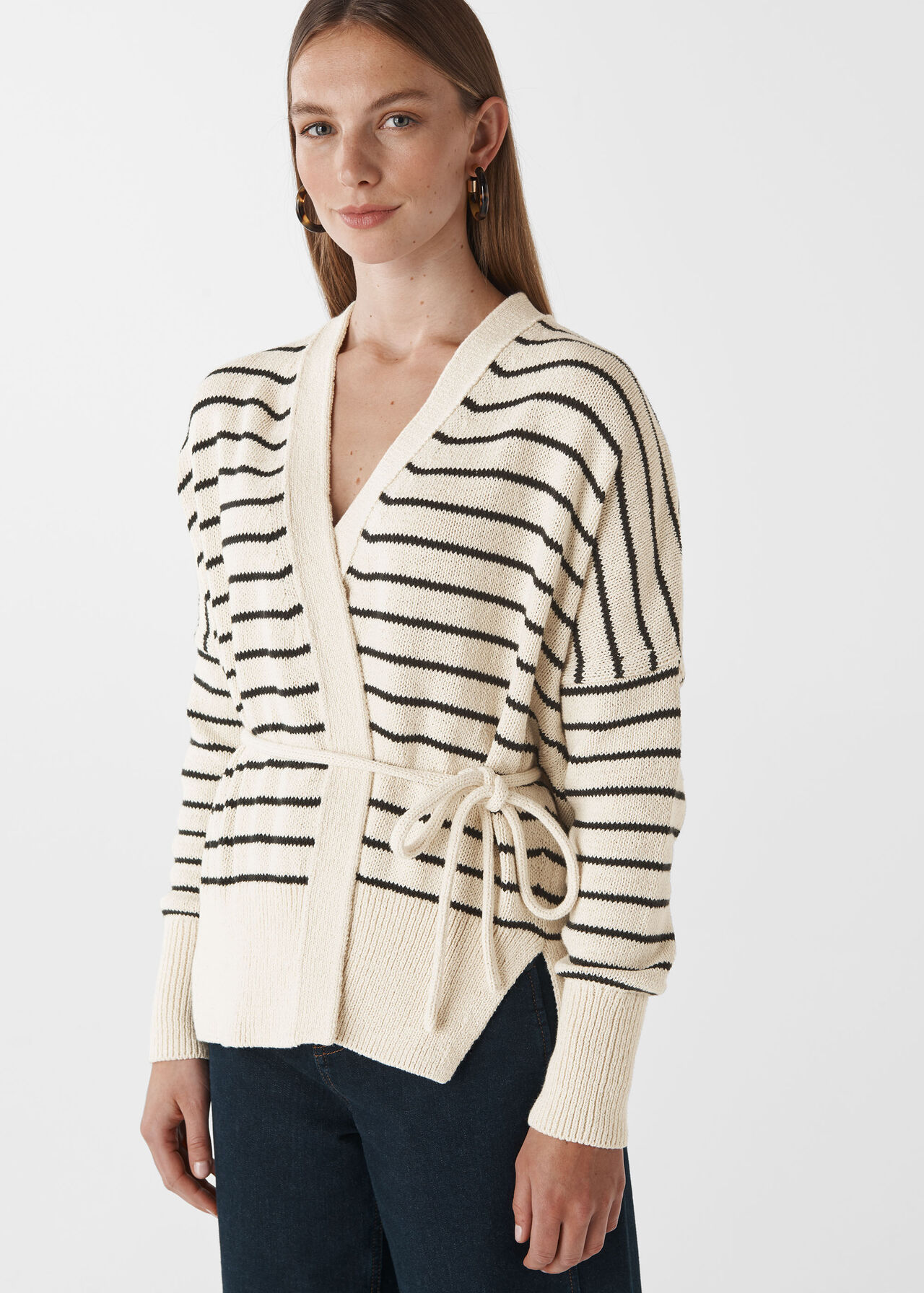 Multicolour Stripe Tie Detail Cardigan | WHISTLES | Whistles UK