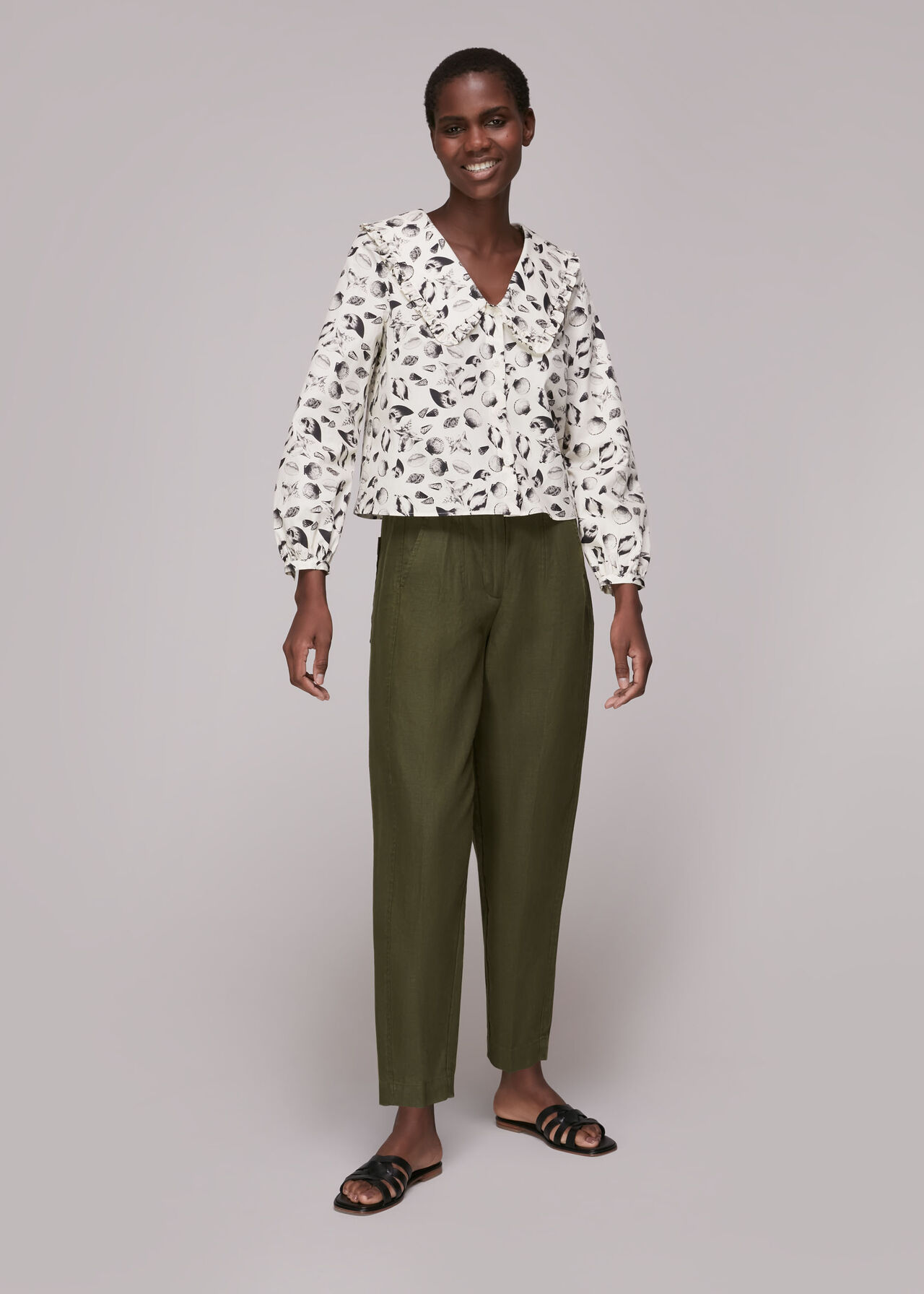 Linen Barrel Leg Trouser