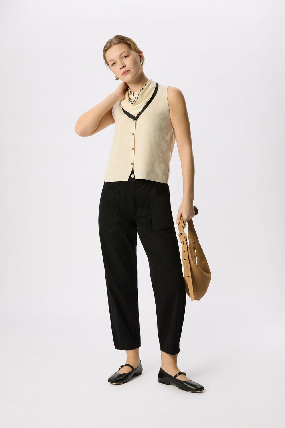 Solid Black Petite Tessa Casual Pants