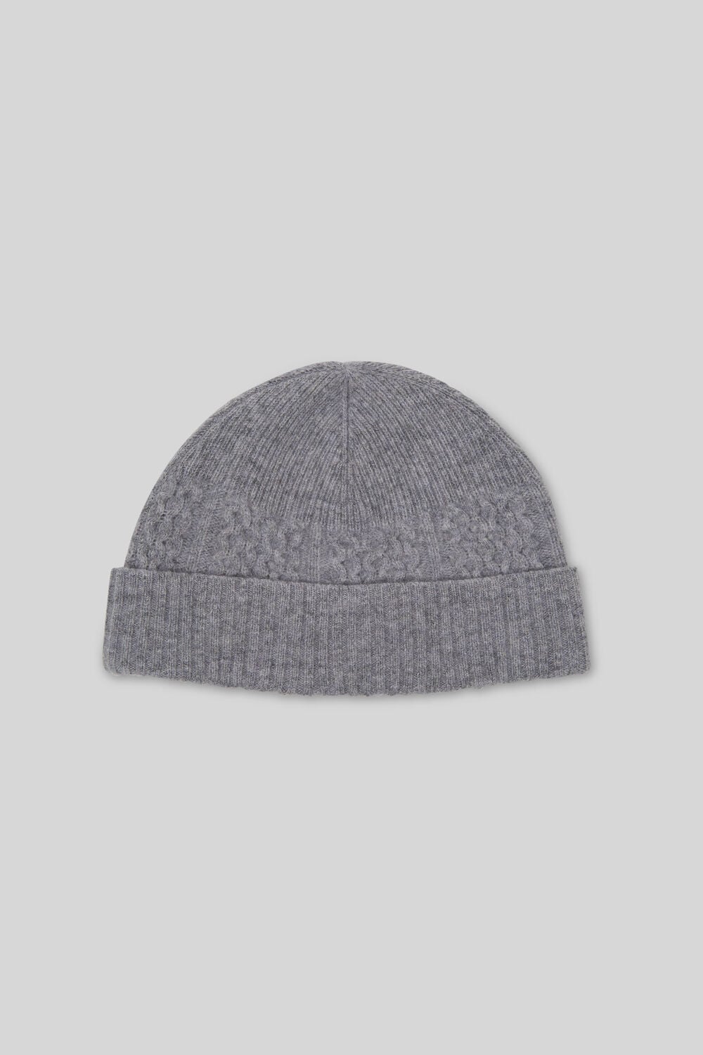Grey Cable Knit Beanie Hat