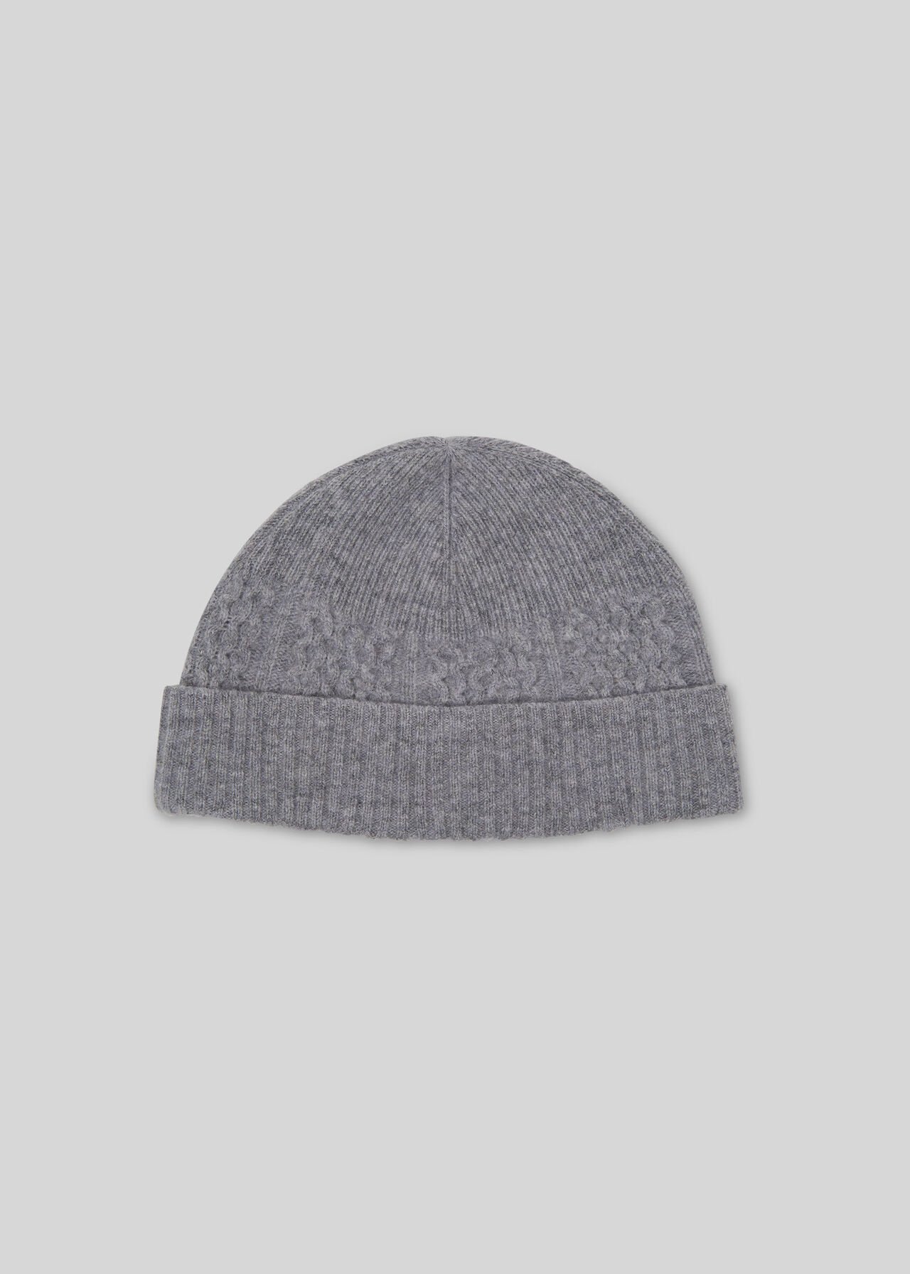 Grey Cable Knit Beanie Hat, WHISTLES