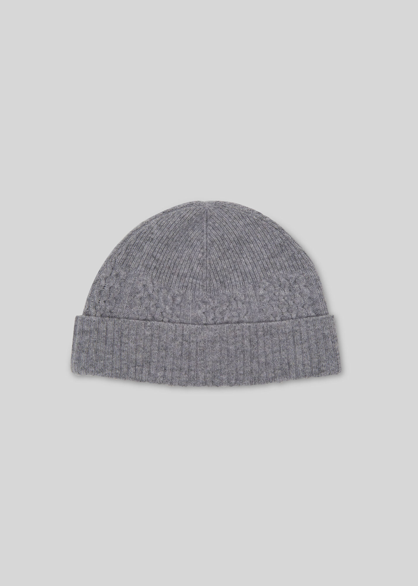 Grey Cable Knit Beanie Hat WHISTLES Whistles UK