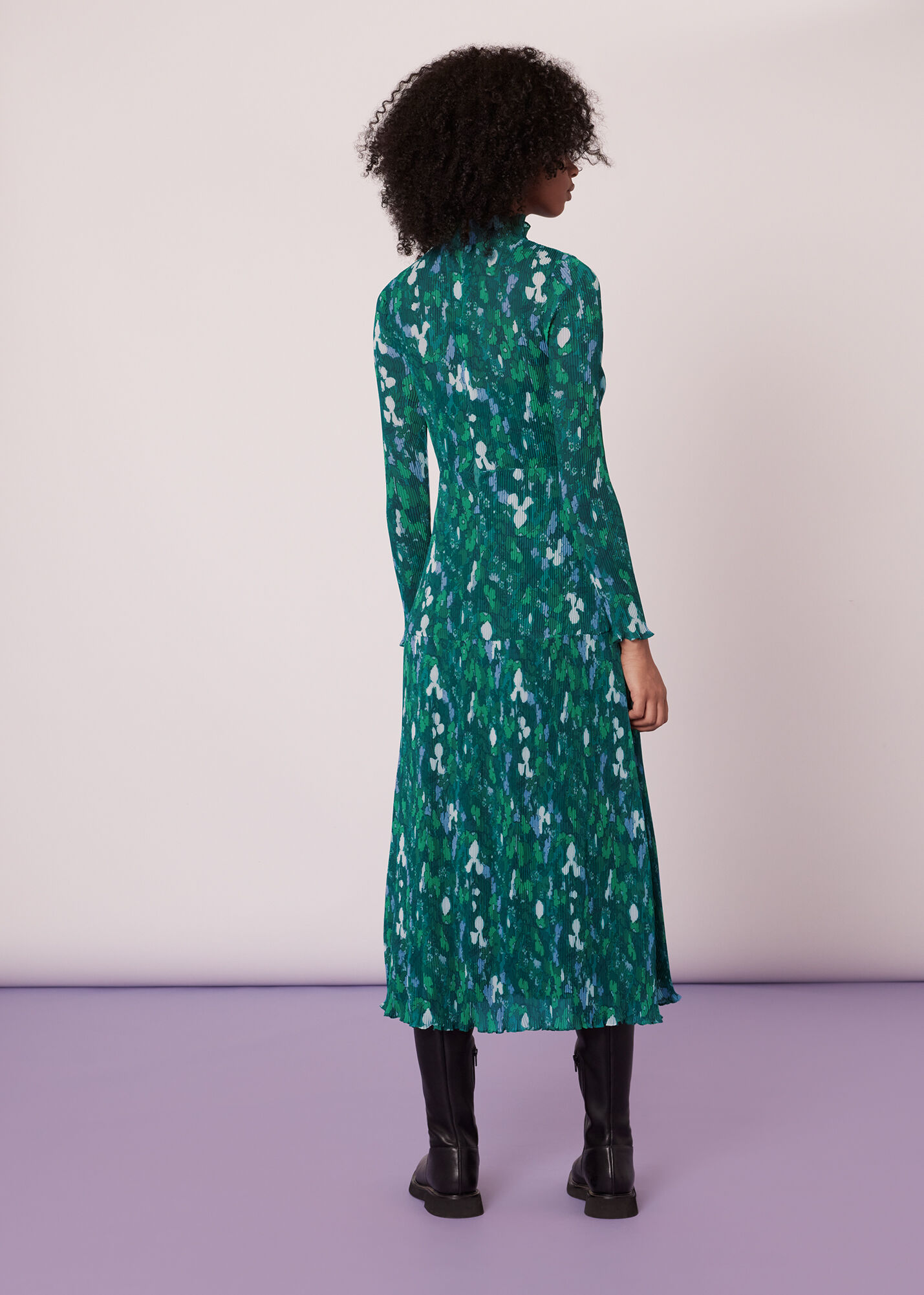 Whistles green jungle cat dress top