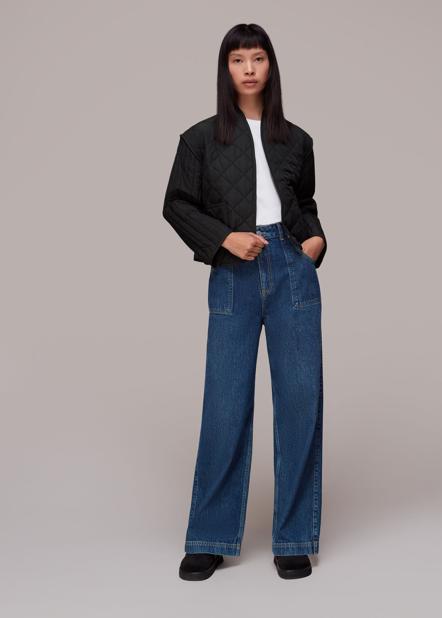 Black Lydia Quilted Jacket WHISTLES