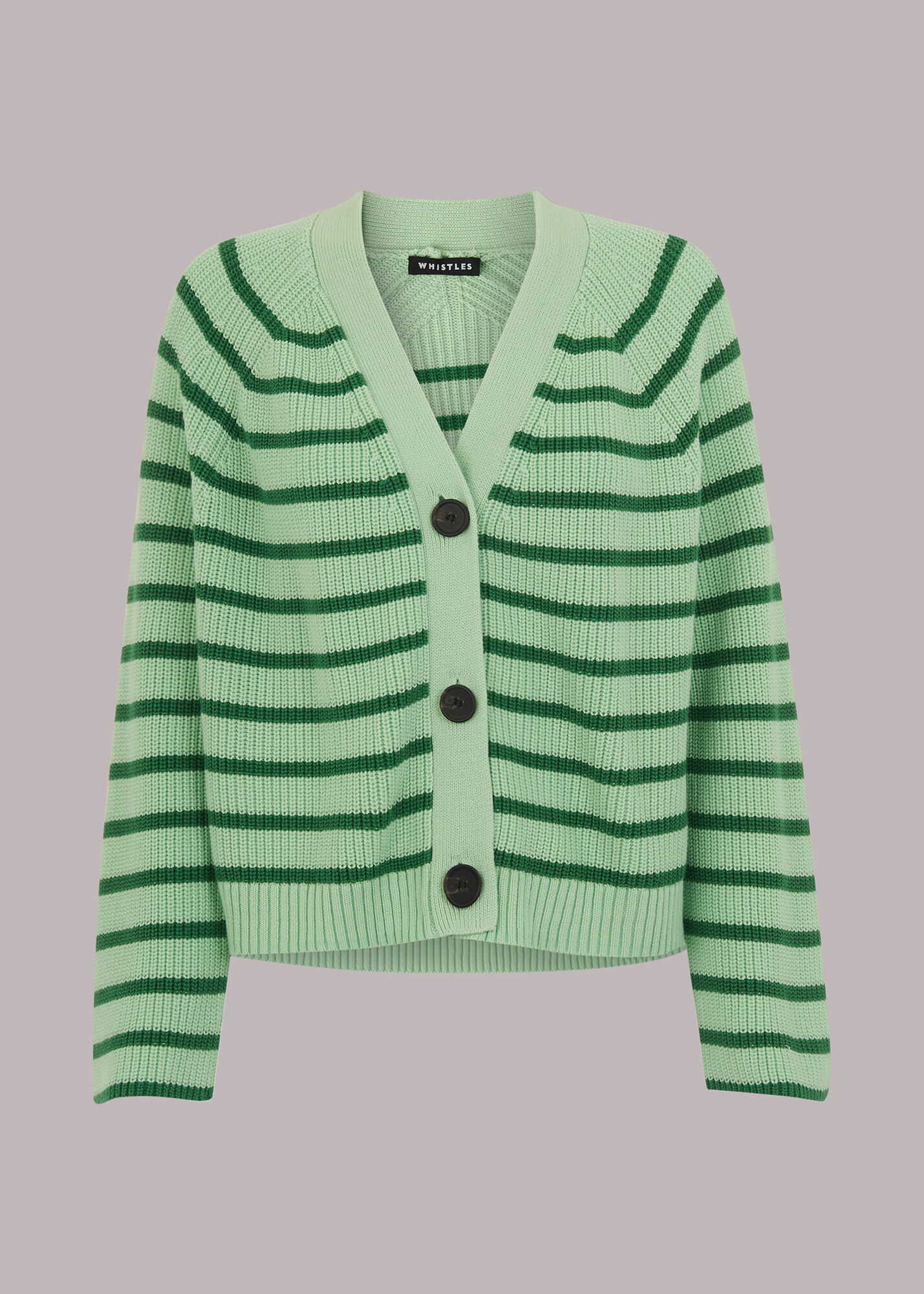 Green/Multi Stripe Cotton Cardigan WHISTLES