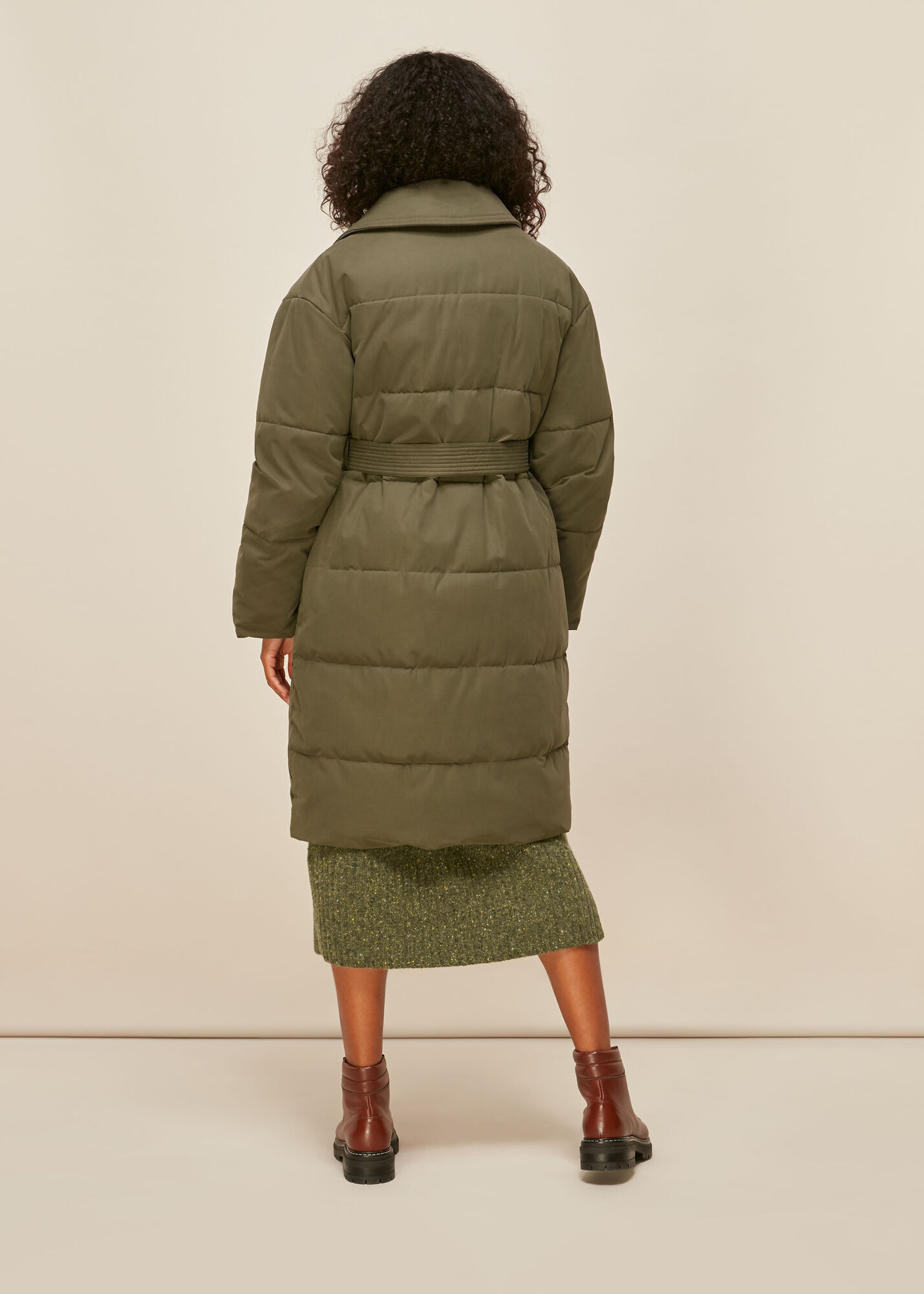 Khaki Trench Puffer Coat WHISTLES