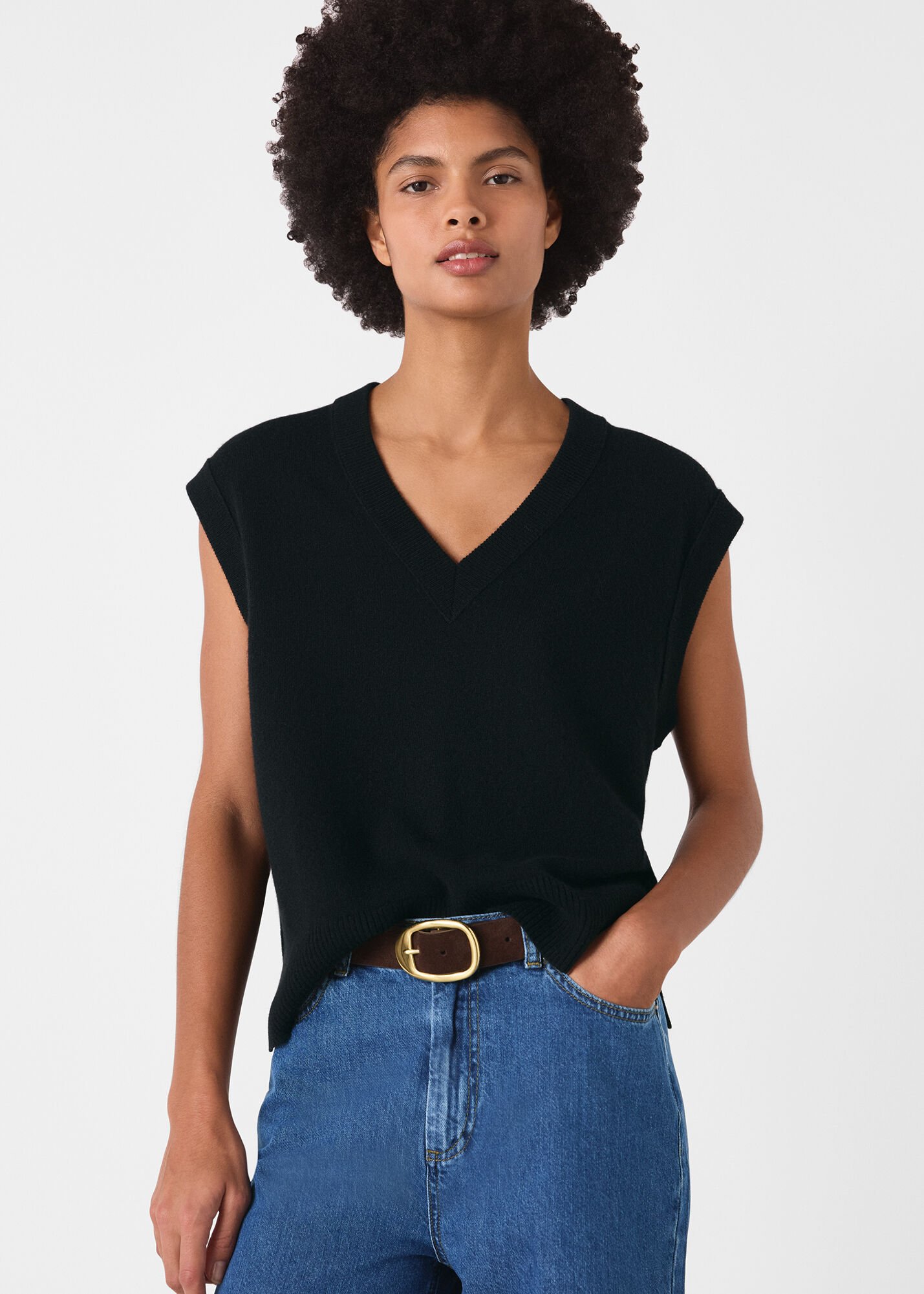 Denim Wide Leg Cropped Jean | WHISTLES | Whistles US |