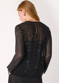 Hot Fix Sheer Sleeve Blouse