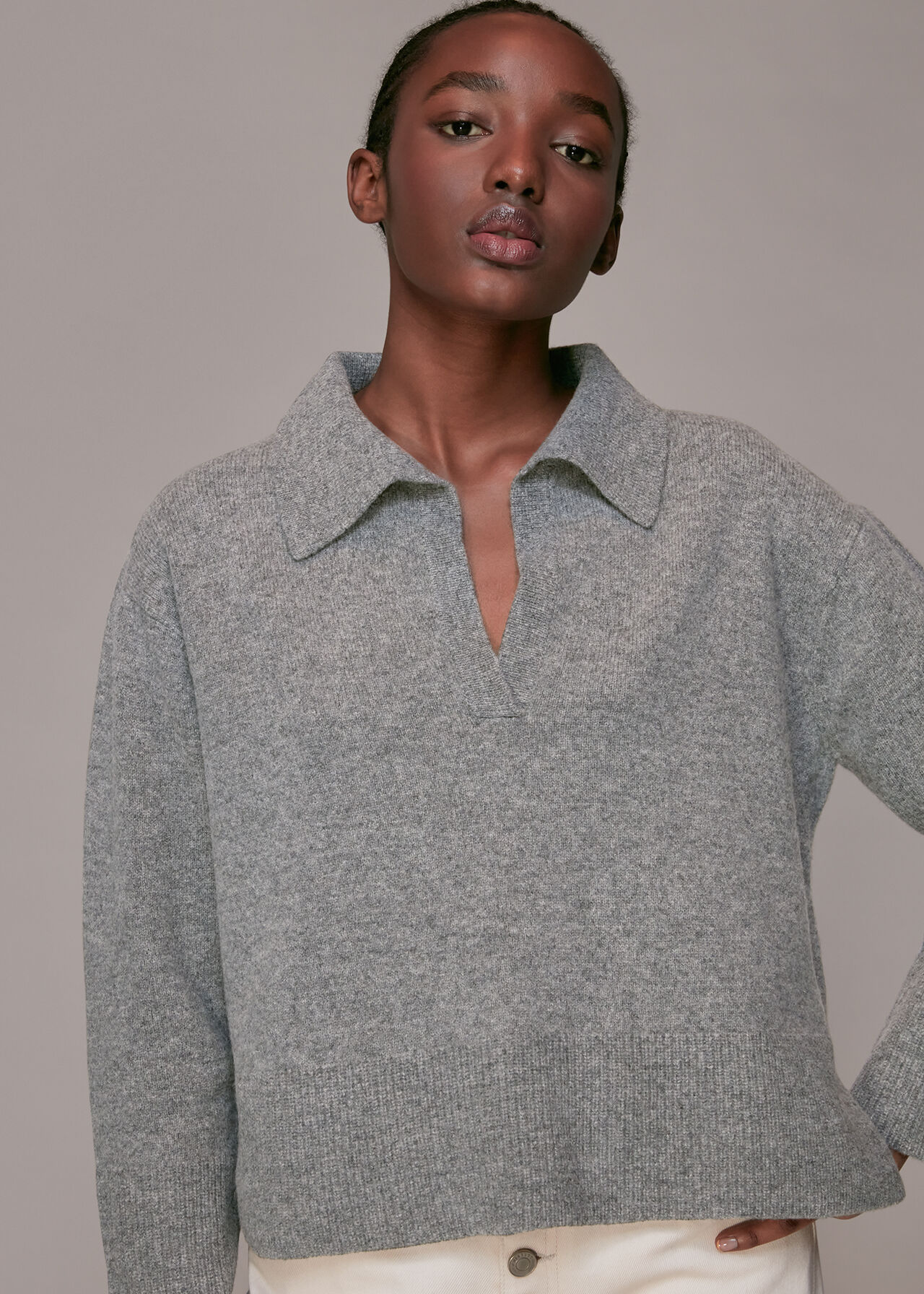 Grey Collar Knit | WHISTLES | Whistles UK