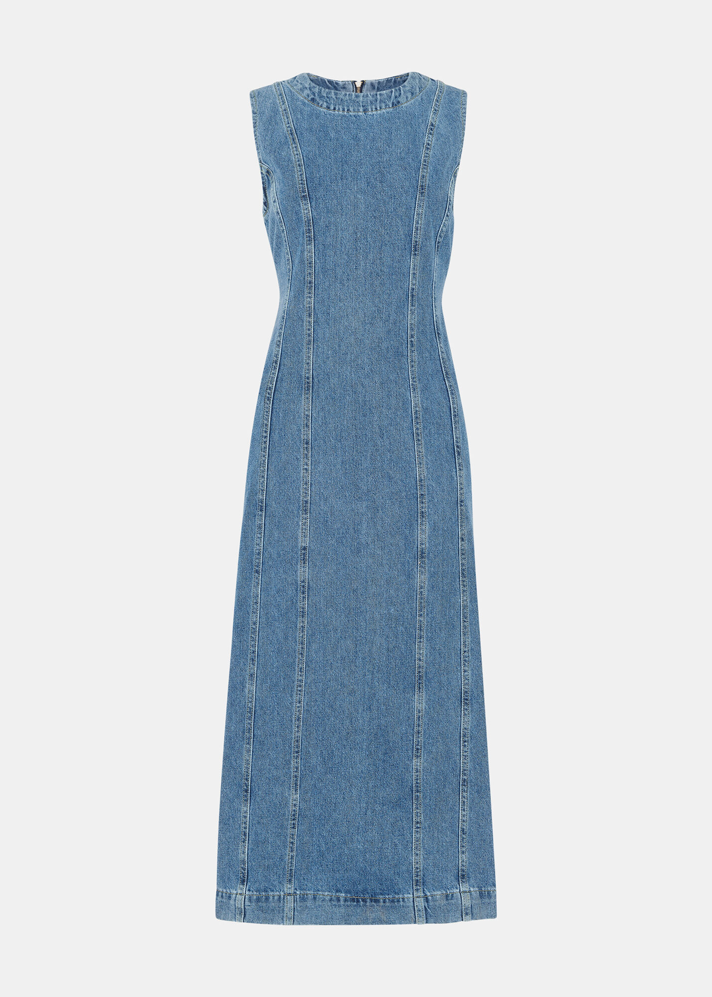 Whistles Sleeveless Denim Midi Dress Denim Size 6 Denim Sleeveless Denim Midi Dress | WHISTLES | Whistles US |