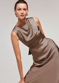 Cowl Neck Satin Maxi Dress