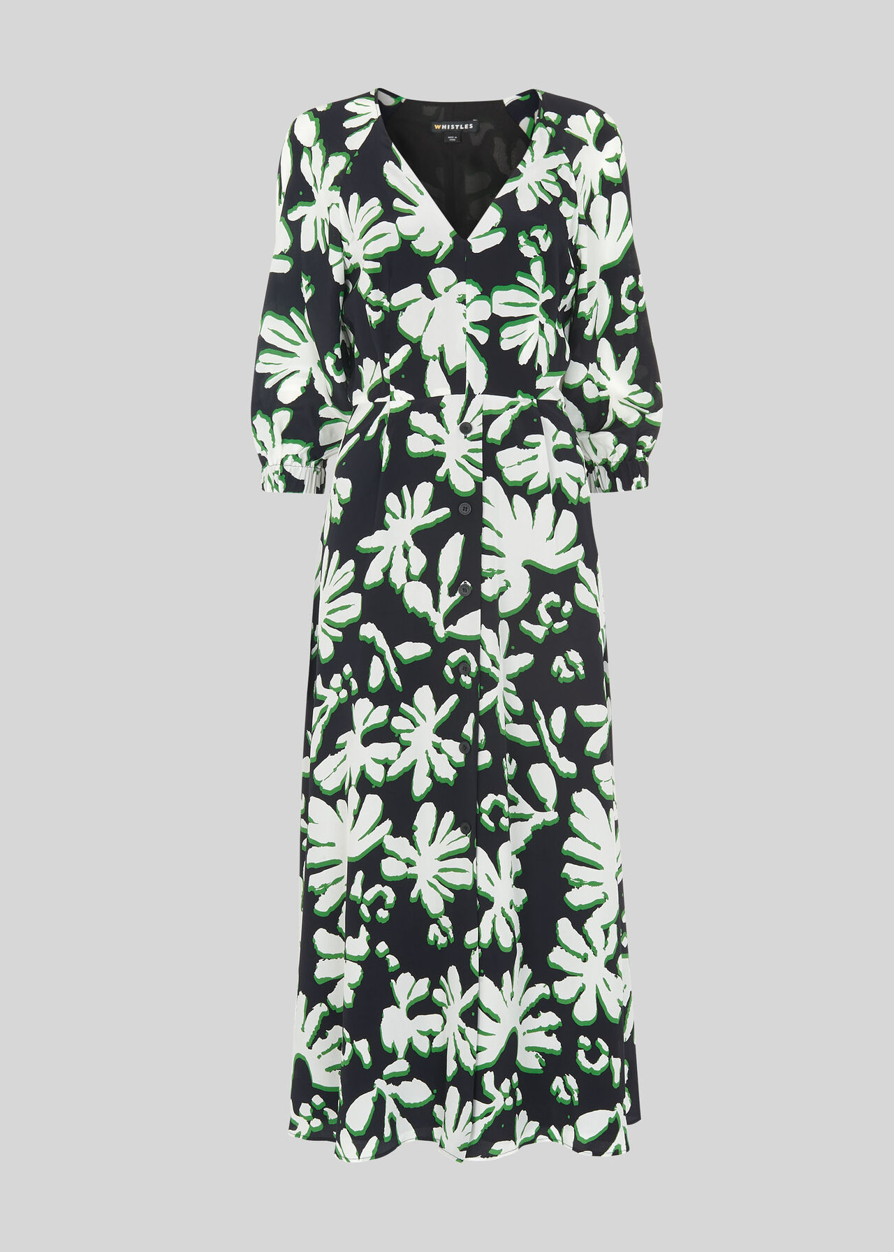 Palm Leaf Print Silk Dress