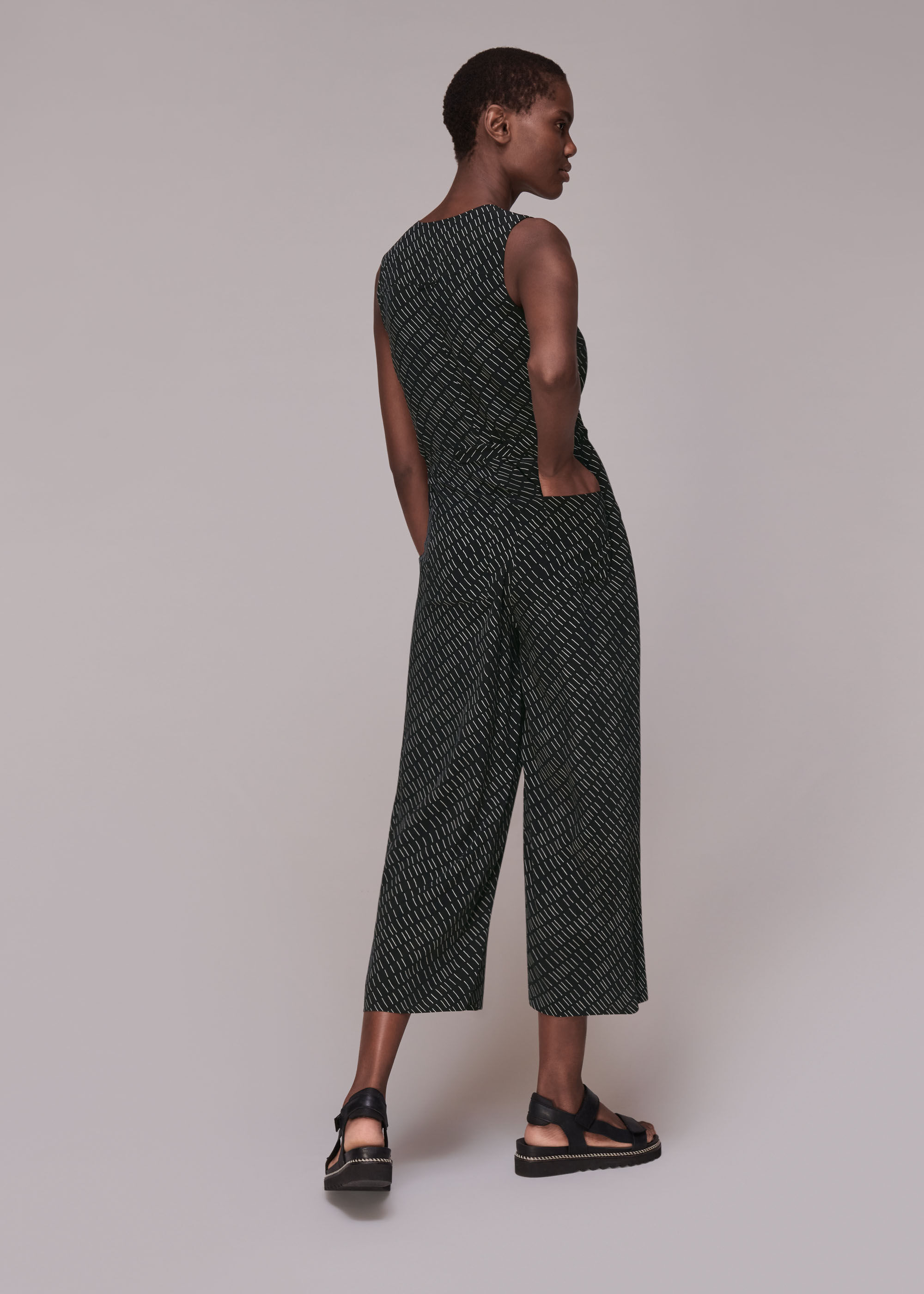 Black Multi Geo Casual Corey Jumpsuit WHISTLES