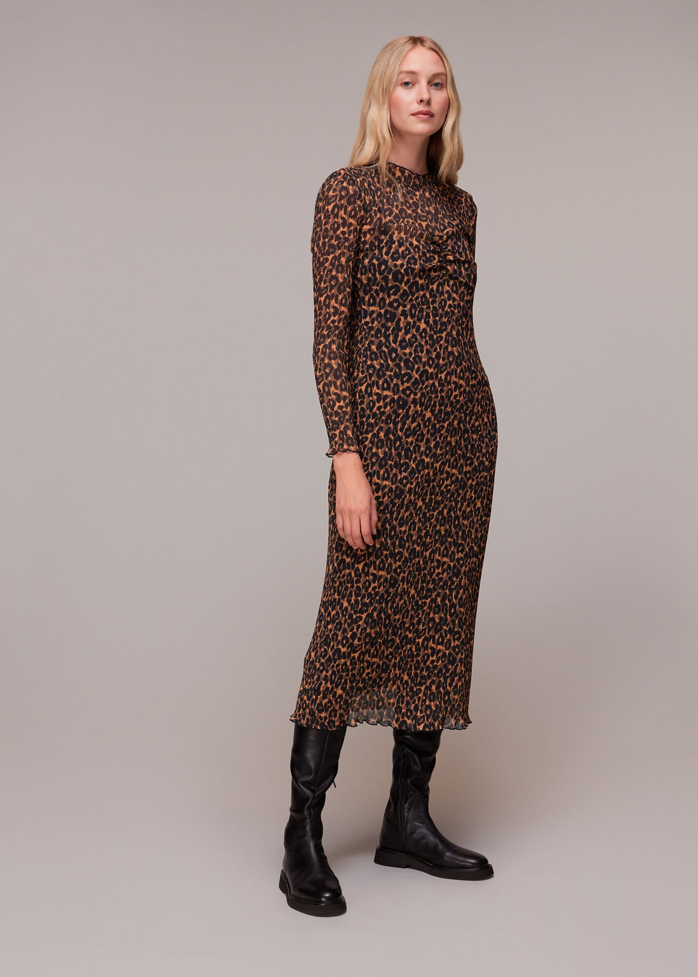 Whistles mini leopard outlet pleated dress