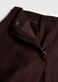 Petite Linen Barrel Leg Trouser