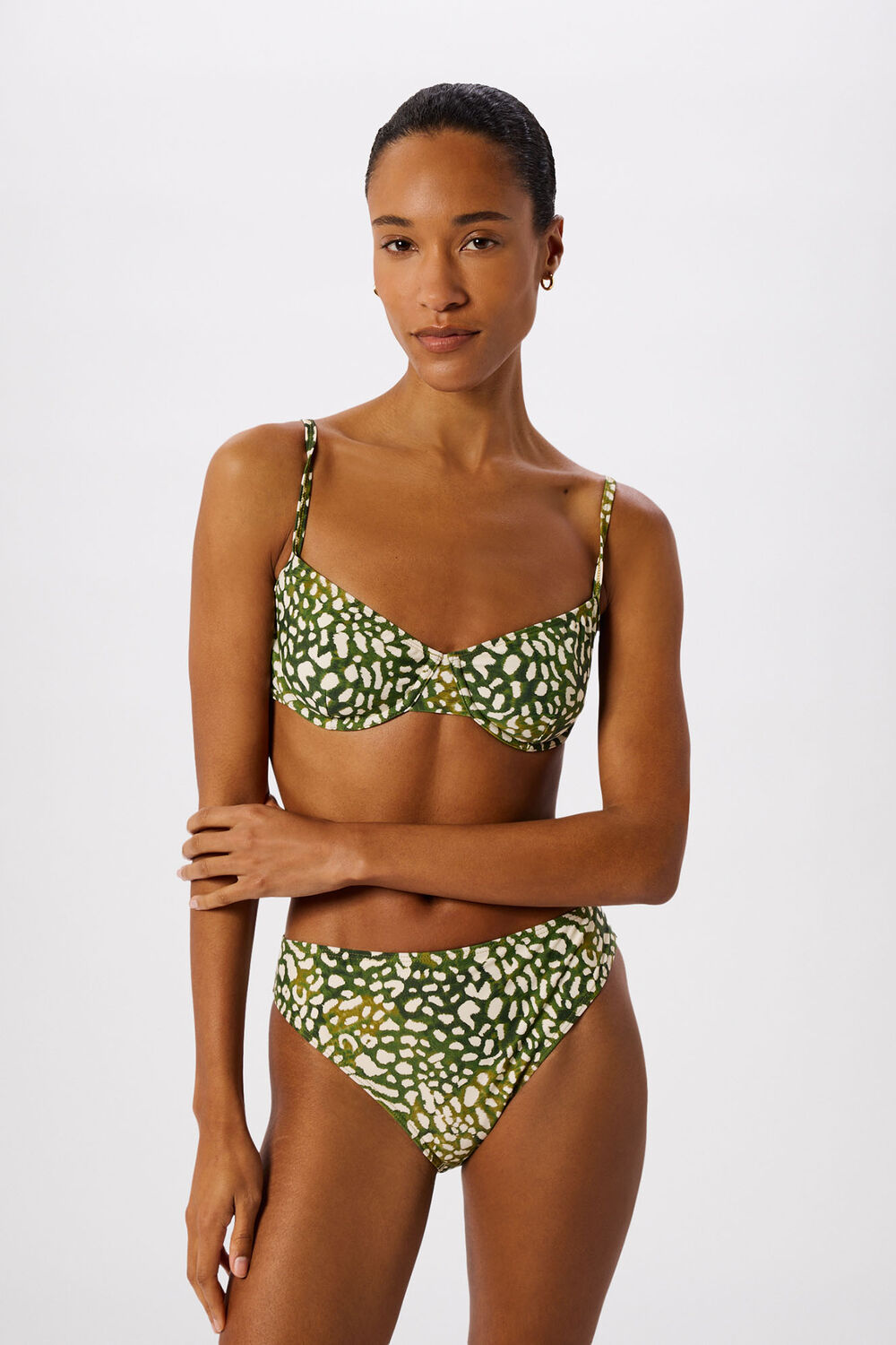 Green Animal Underwire Bikini Top