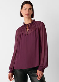 Tie Neck Detail Sheer Blouse
