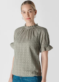 Augustina Broderie Top Pale Green