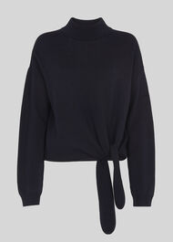 Merino Tie Side Sweater Navy