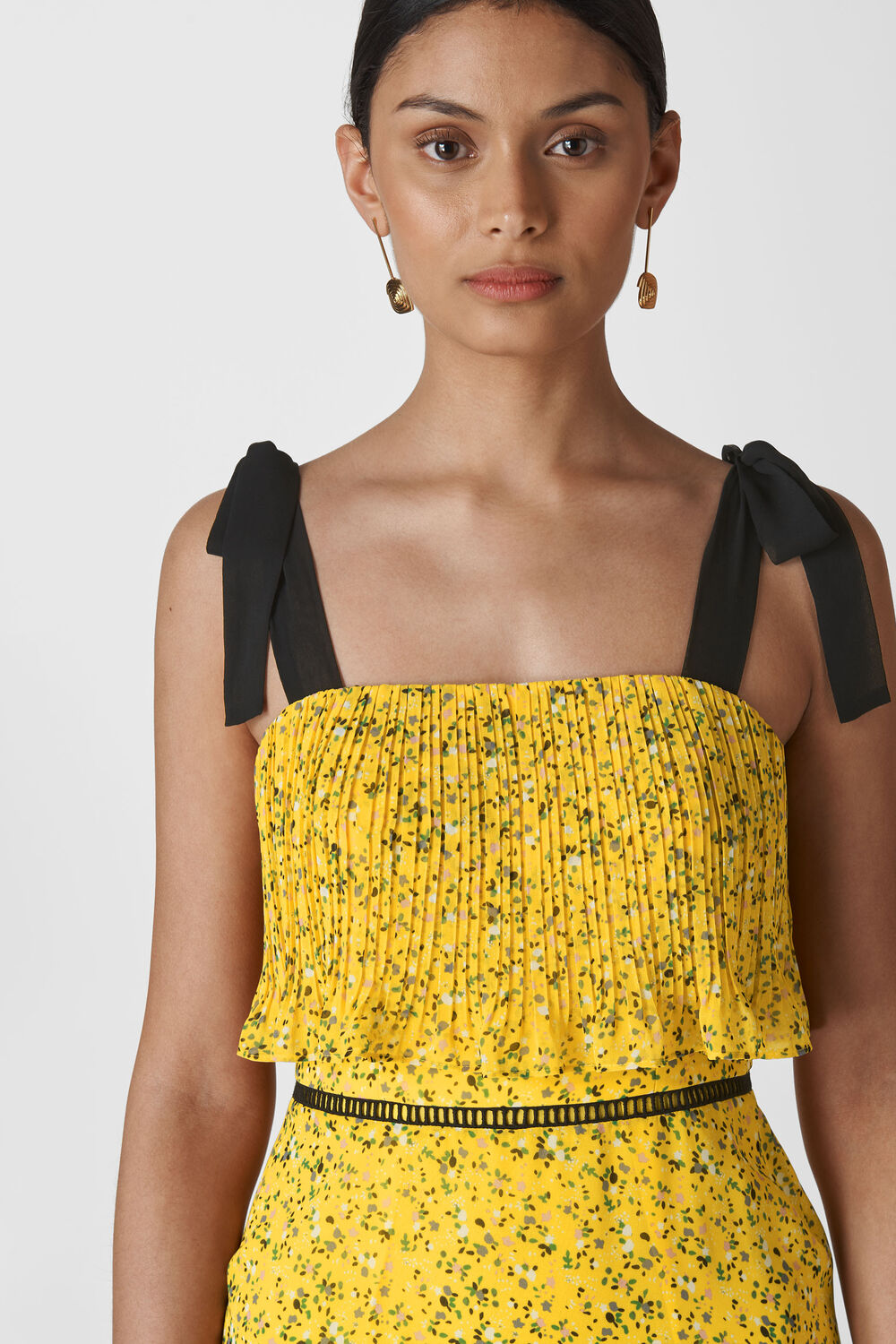 Ditsy Blossom Pleated Dress Yellow/Multi