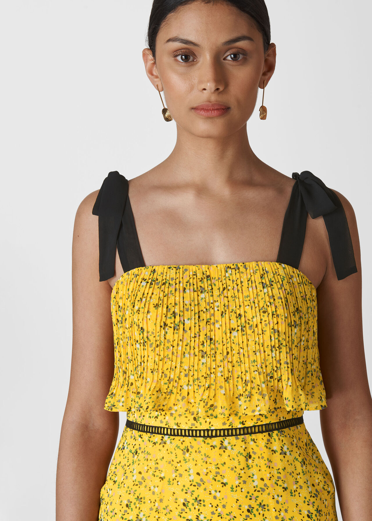 Ditsy Blossom Pleated Dress Yellow/Multi