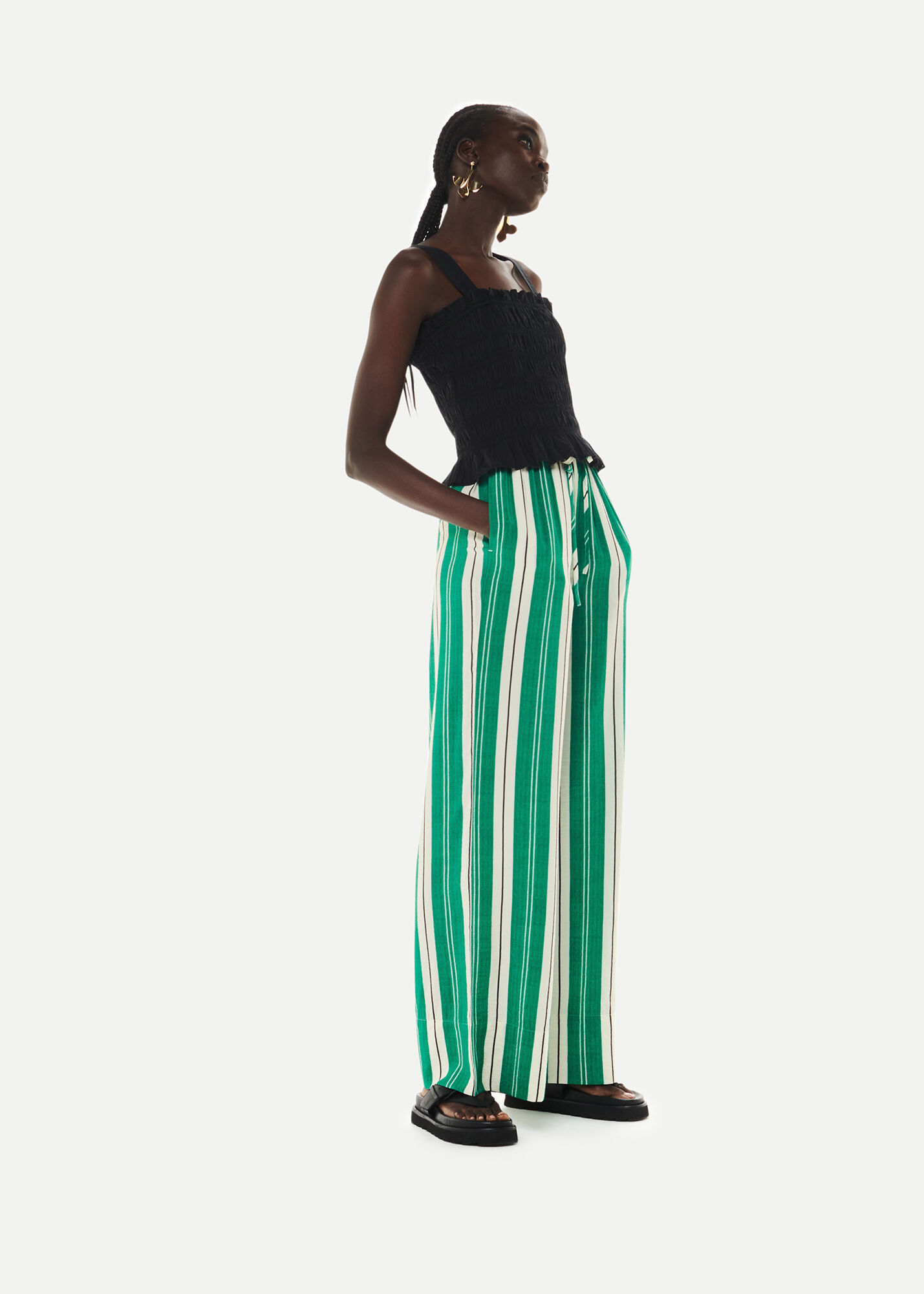 Zara striped clearance wide leg trousers