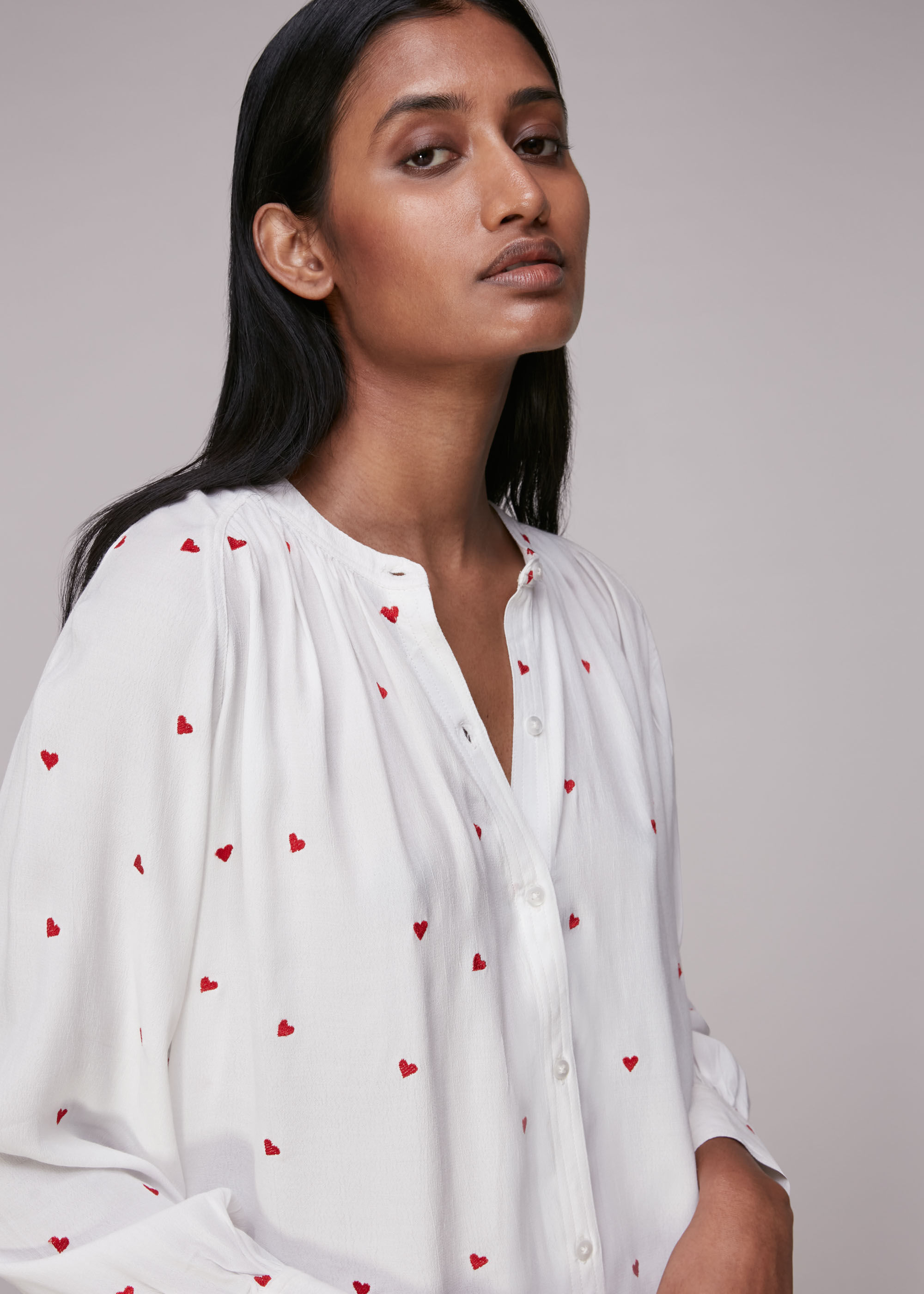 Whistles heart top embroidered sweatshirt