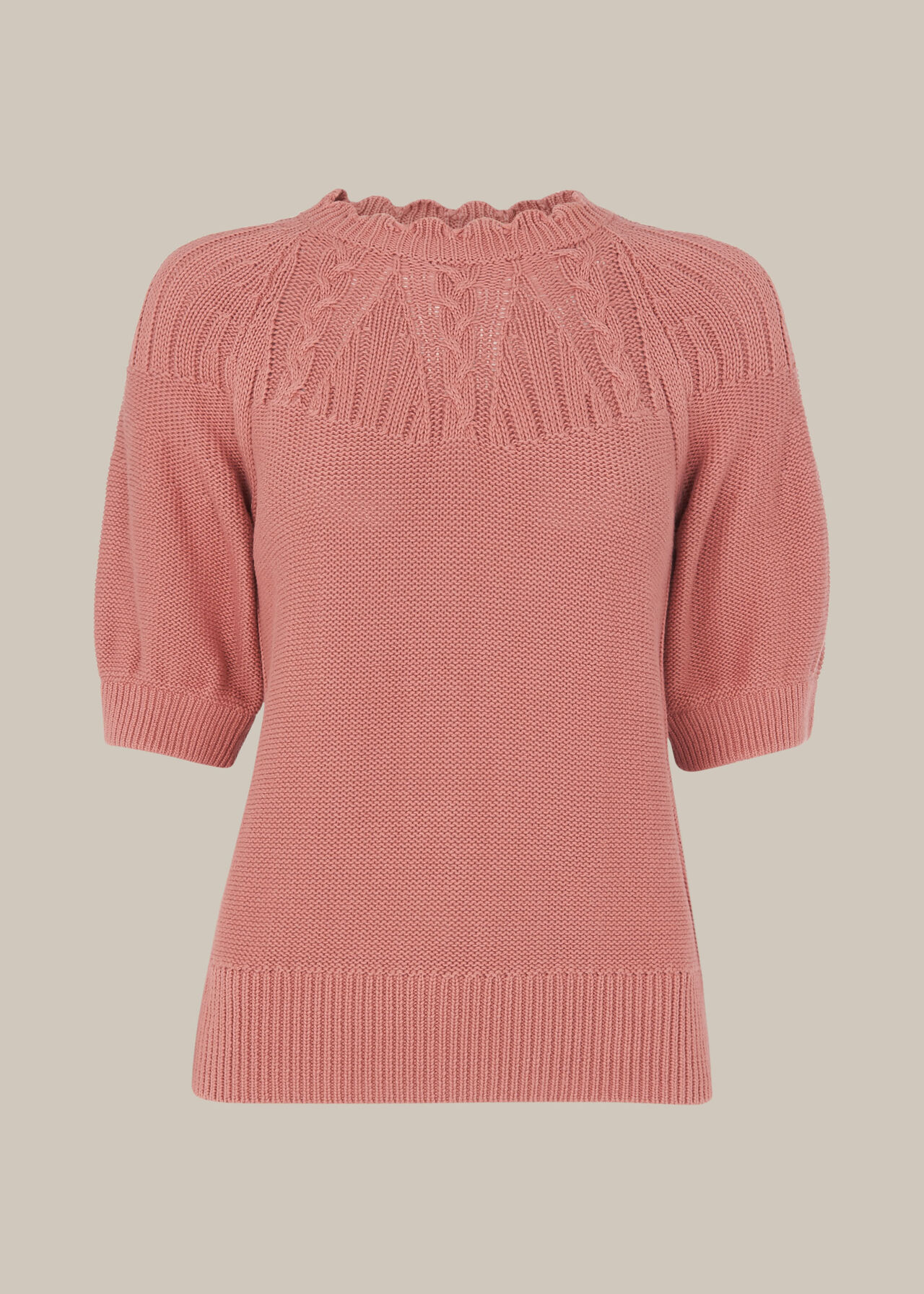 Bell Sleeve Cable Knit Pale Pink