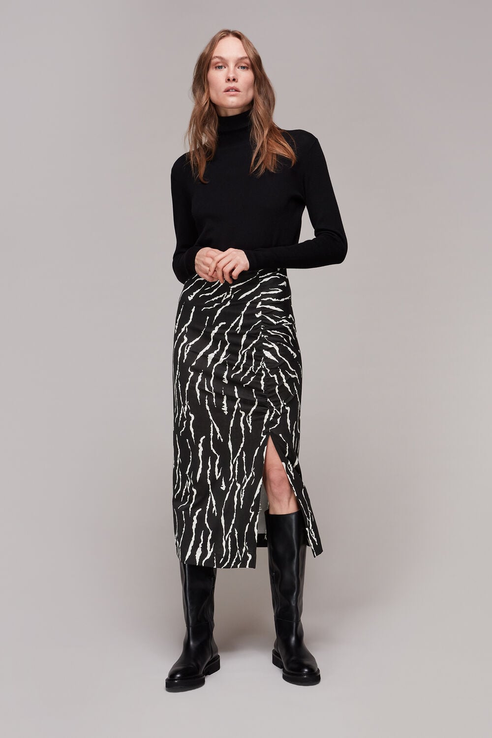 Vertical Tiger Ruched Skirt