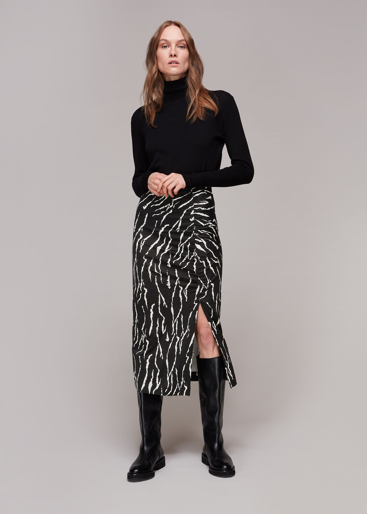 Vertical Tiger Ruched Skirt