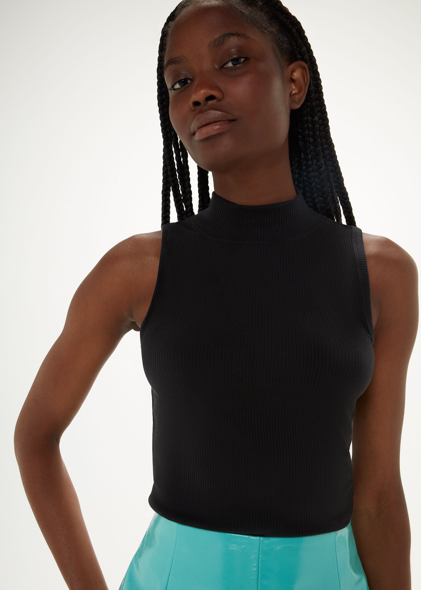 Black cut out turtleneck top outlet