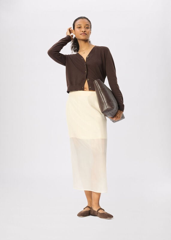 Chocolate V Neck Linen Cardigan