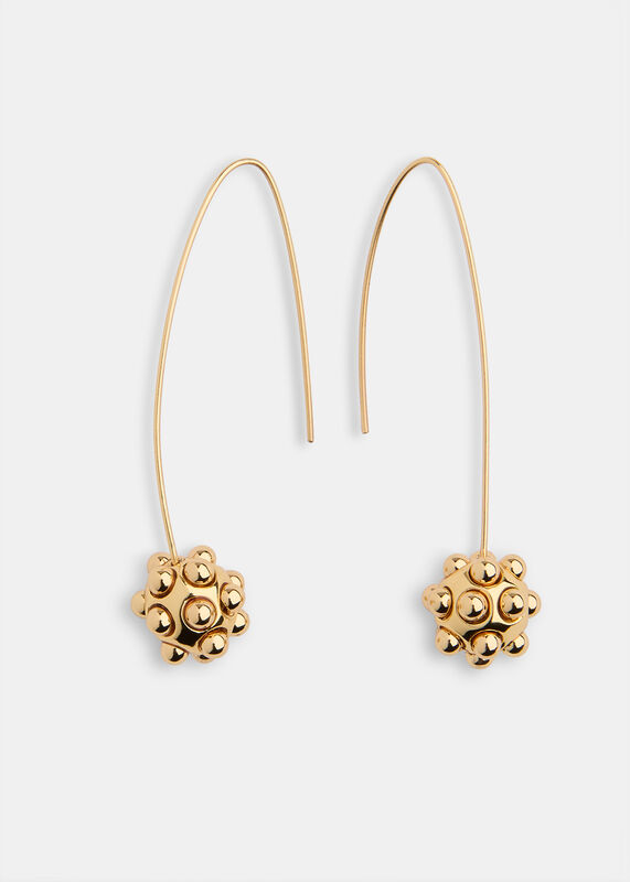 Gold Bead Cluster Wire Earring