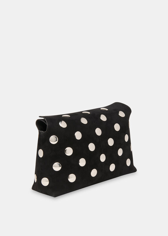 Black Fia Studded Foldtop Clutch Bag