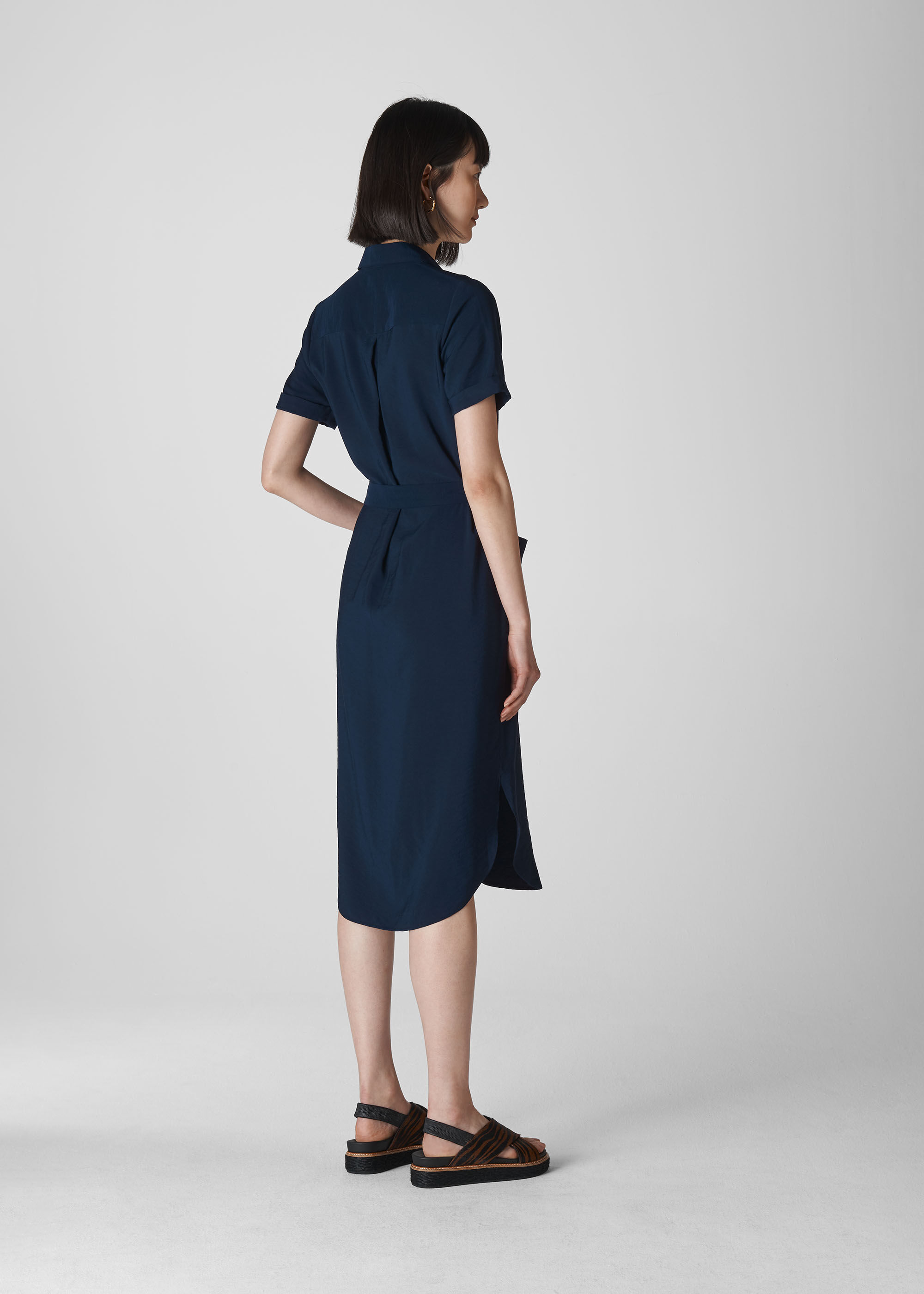Navy Montana Longline Shirt Dress